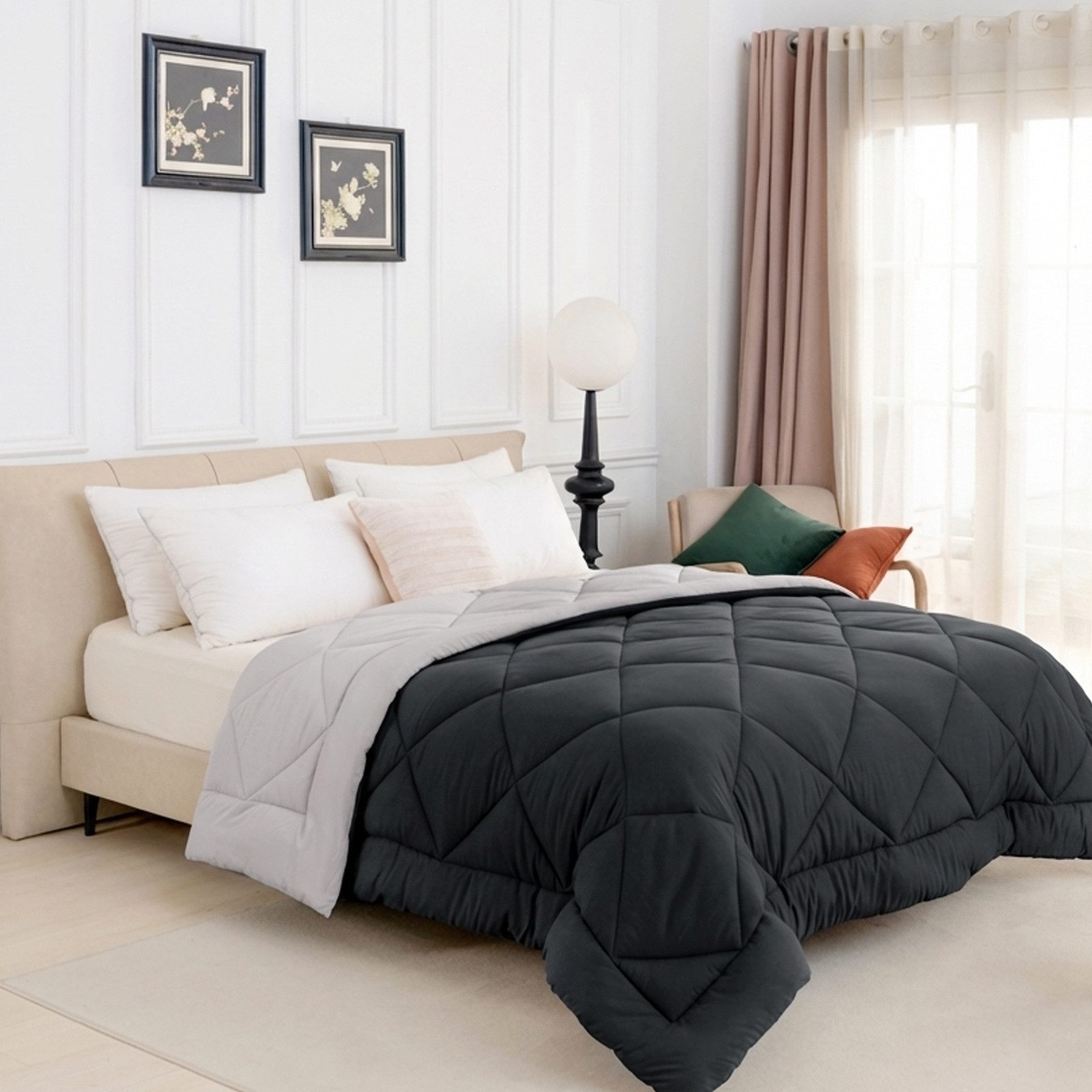 Microfaserbettdecke Ganzjahresdecke, 4 Jahreszeiten Decke, Wende-Design, 300g/m²