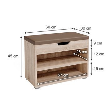 Vicco Schuhbank Schuhschrank Sitzbank Klappdeckel ROLFE Sonoma