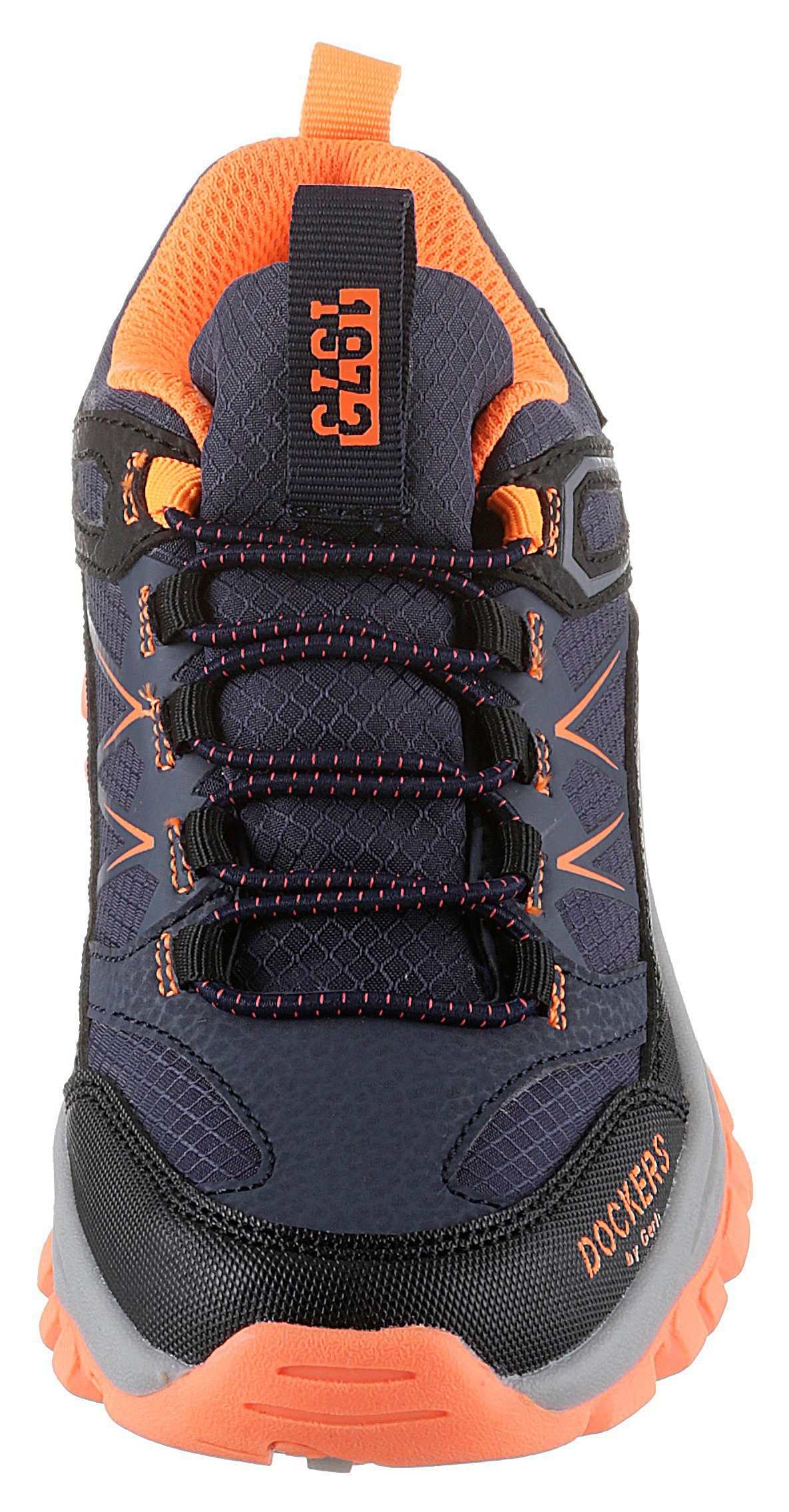 Schnellverschluss Gerli mit dunkelblau-schwarz-orange Dockers Sneaker Slip-On by