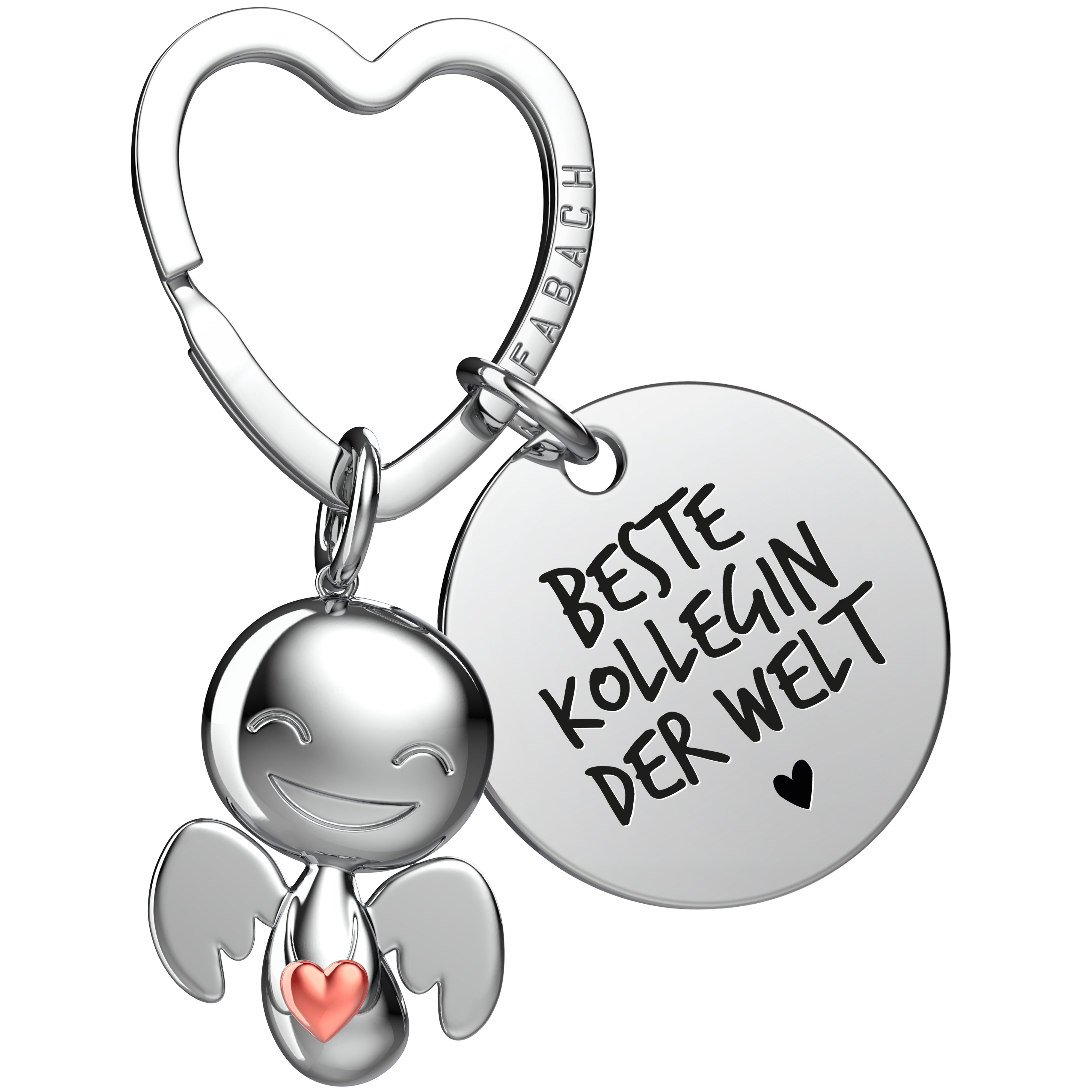 FABACH Schlüsselanhänger Schutzengel Happy mit Herz & "Beste Kollegin" Grav günstig online kaufen