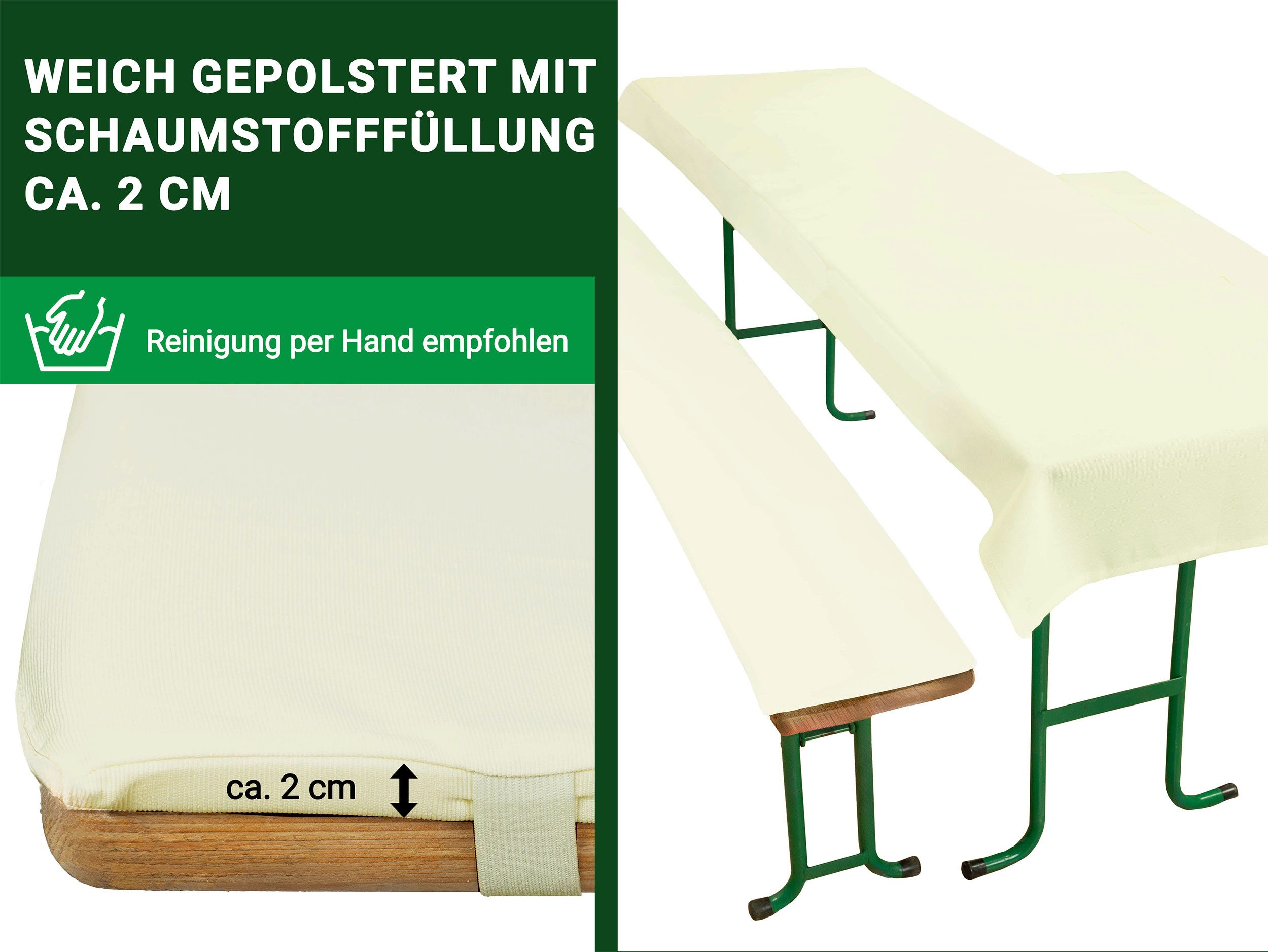 ZOLLNER Bierzeltgarnitur, (3-tlg), 70 x 240 cm, 100% Polyester