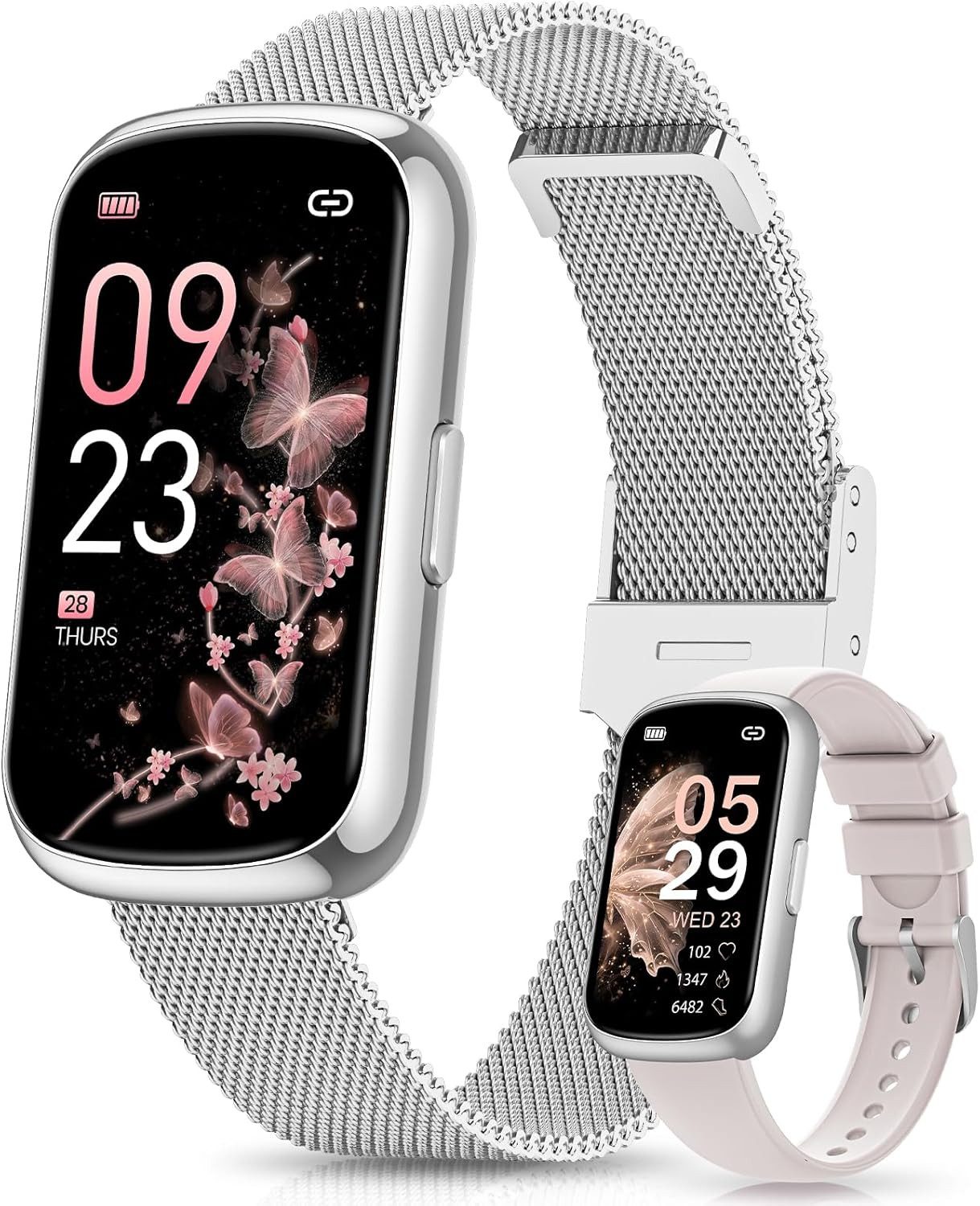 2025 Smartwatch Damen, 1.47" Fitnessuhr Pulsuhr SpO2 Schlafmonitor Smartwatch
