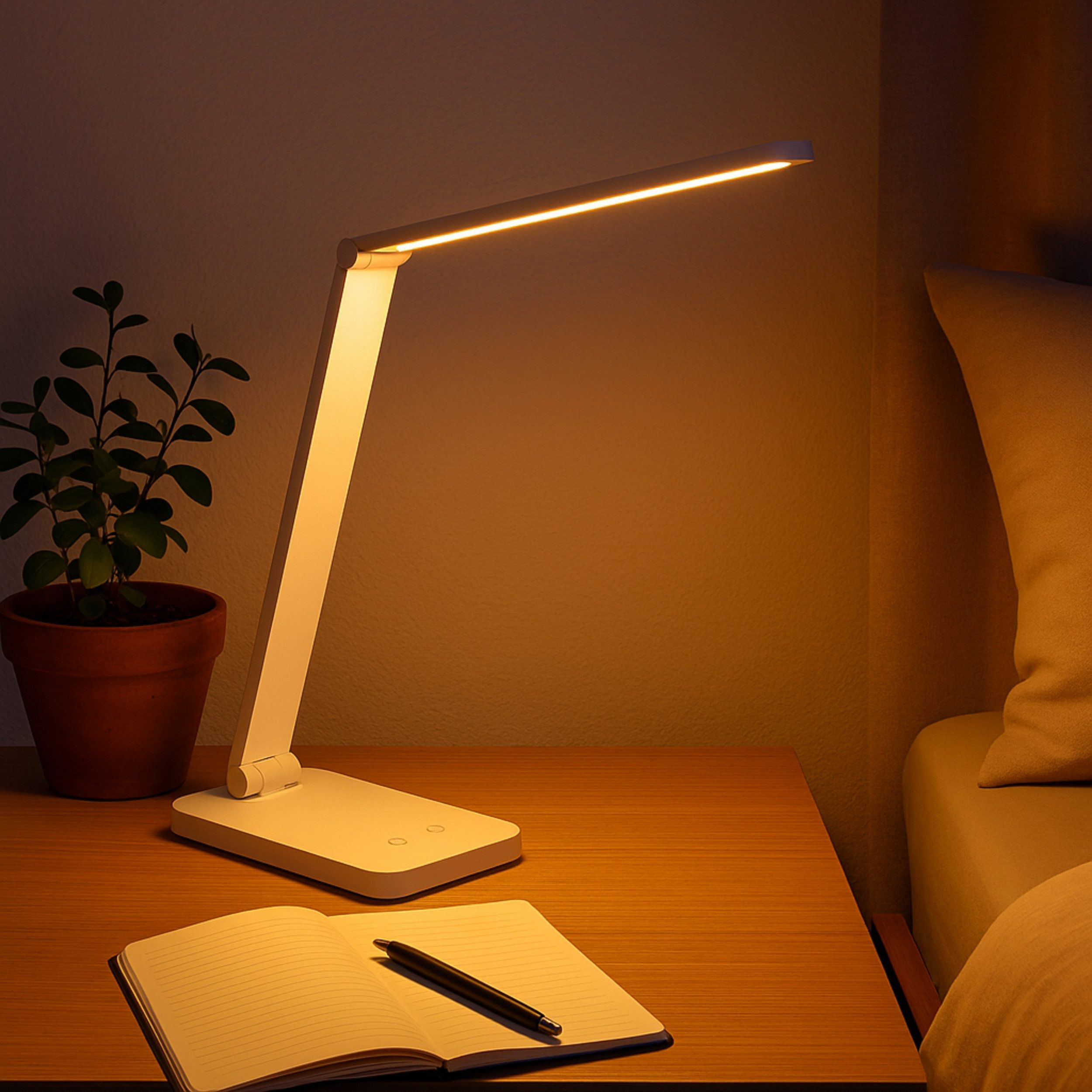Lightbox Tischleuchte, LED fest integriert, warmweiß - kaltweiß, LED-Tischlampe, 550 Lumen, 3000-6500 K, dimmbar, USB, weiß, 38x11 cm