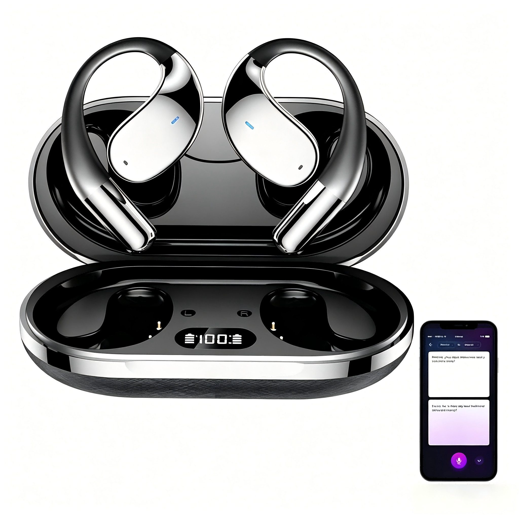 ibettertec In Ear Ohrhörer, Sprachübersetzer Kopfhörer AI Übersetzungskopfhörer Open-Ear-Kopfhörer (3-in-1 Sprachubersetzer Kopfhorer, Bluetooth 5.4 Sport-Kopfhorer, für Übung, Büro und Langzeitgebrauc, Bluetooth Kopfhörer)