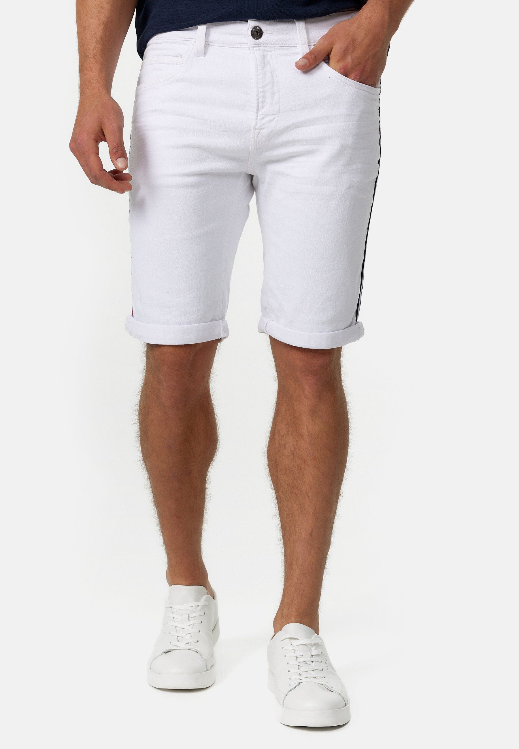 Indicode Jeansshorts Fife mit seitlichen Kontraststreifen günstig online kaufen