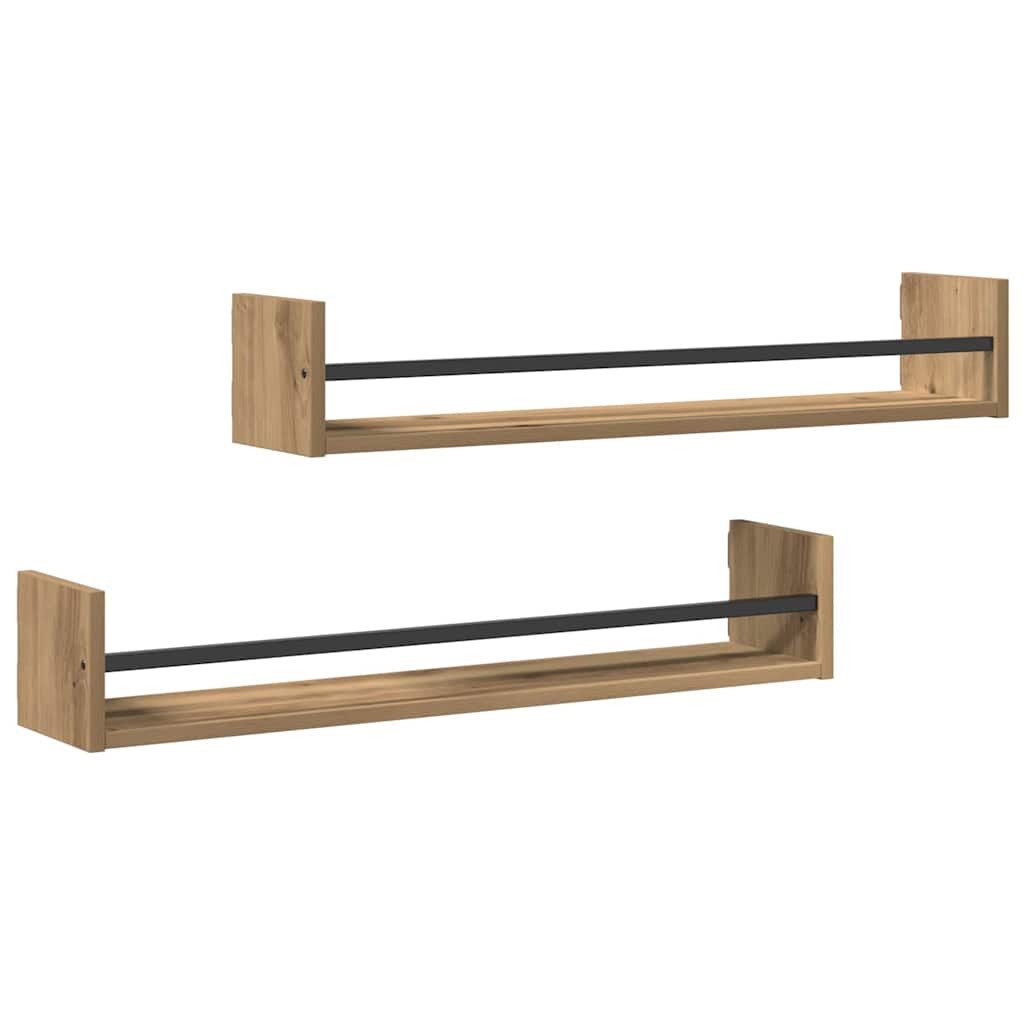 vidaXL Regal Wandregal Wandmontiert 2 pcs Artisan-Eiche 80 x 16 x 14 cm, 2- günstig online kaufen