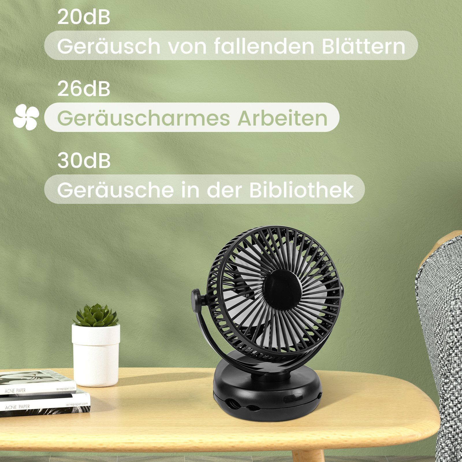 Nettlife Mini USB-Ventilator 4 Geschwindigkeiten Akku Leise Clip Fan 10000m günstig online kaufen