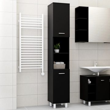 DOTMALL Badezimmer-Set Badezimmerschrank Schwarz 30x30x179 cm Holzwerkstoff