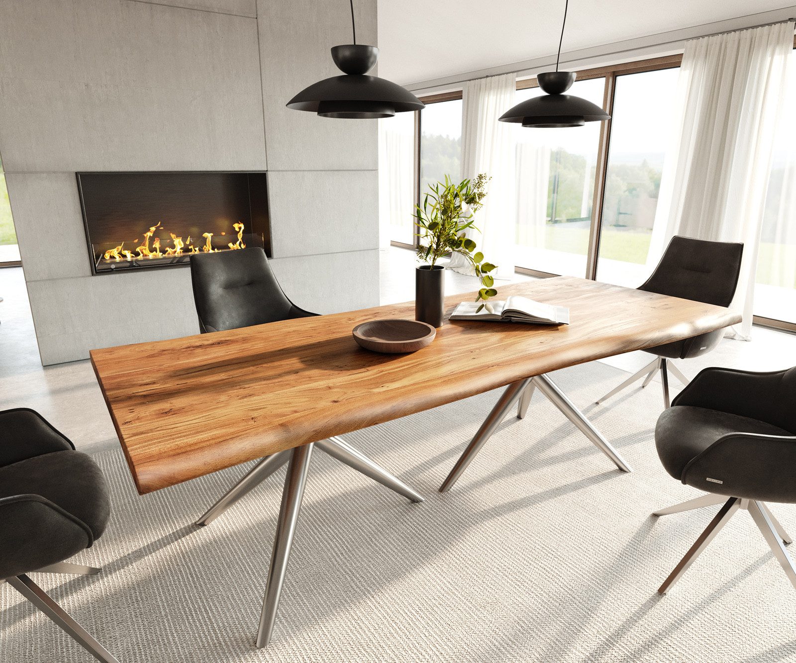 DELIFE Esstisch Edge, Akazie Natur 240x100 günstig online kaufen