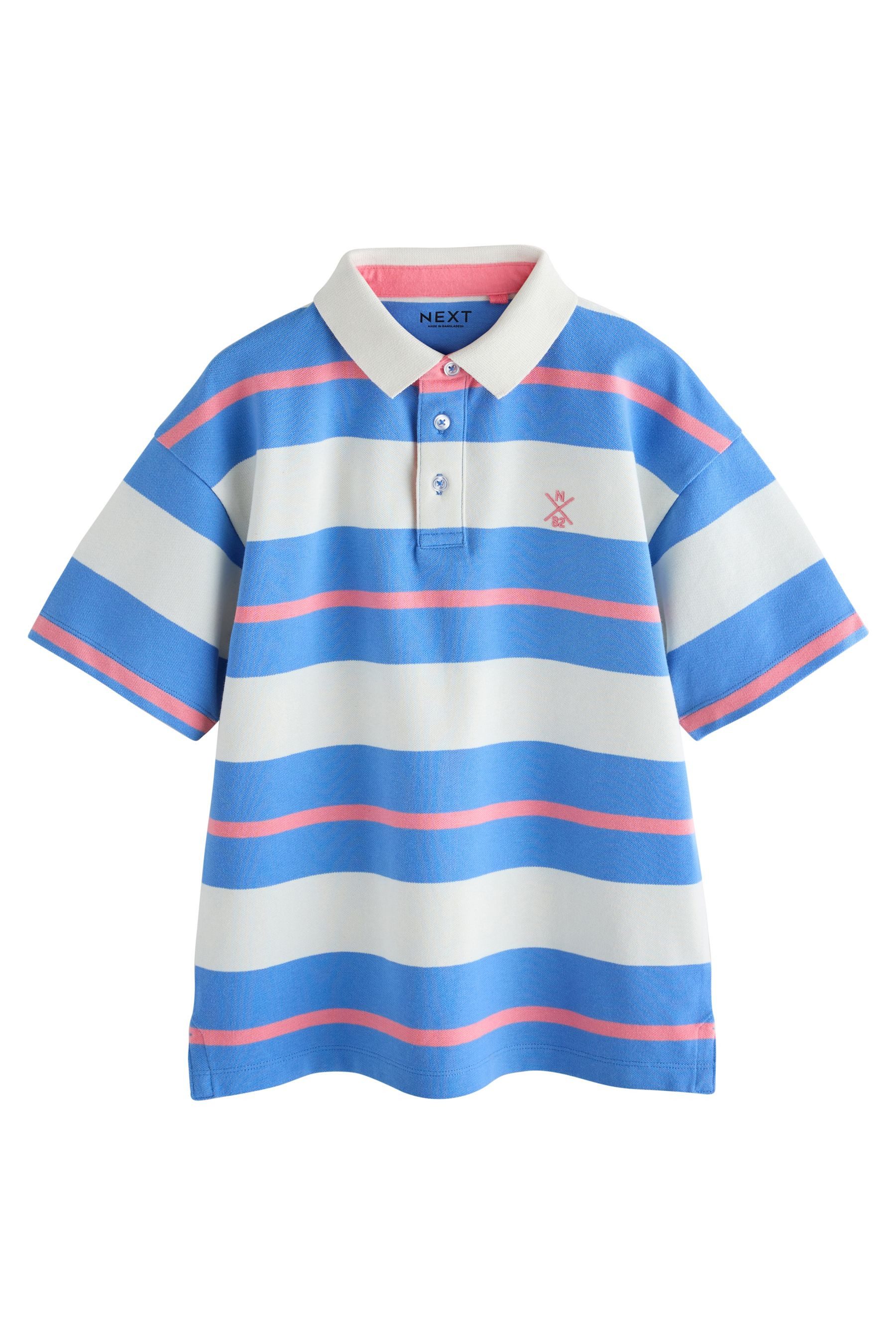 Next Poloshirt Kurzärmeliges Relaxed Fit Polohemd mit Streifen (1-tlg)