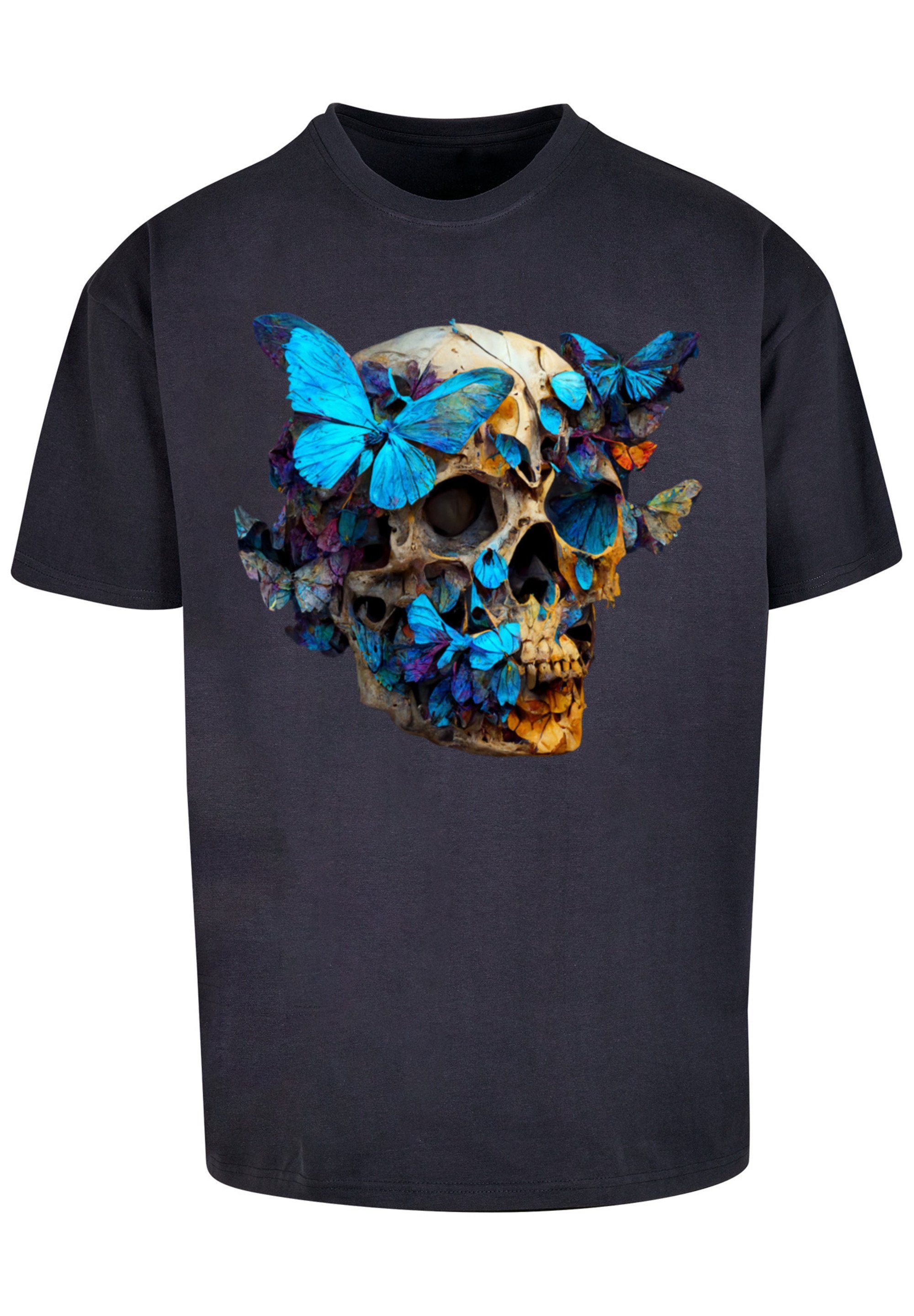 F4NT4STIC T-Shirt Schmetterling navy OVERSIZE TEE Skull Print