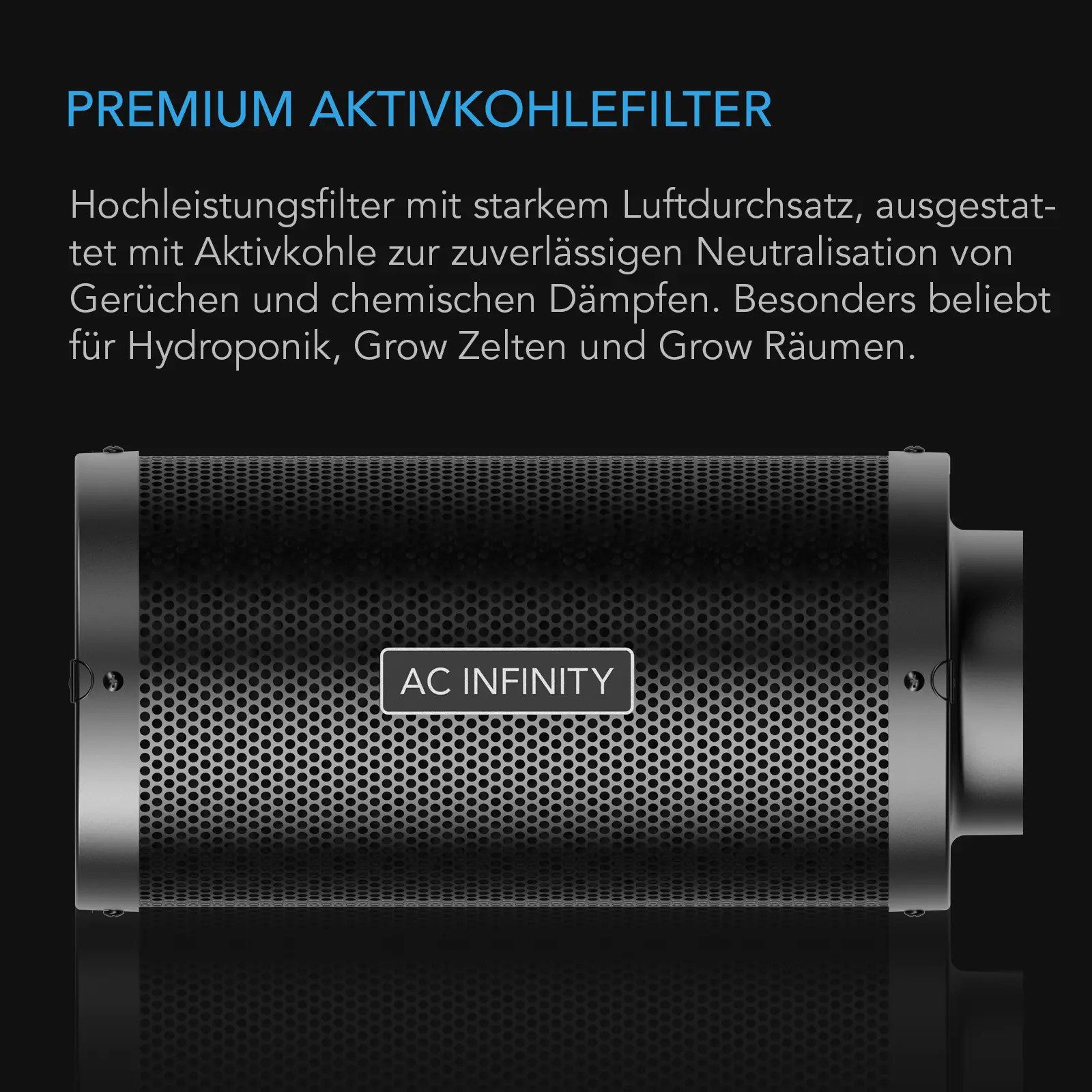 AC INFINITY Aktivkohlefilter AC Infinity Aktivkohlefilter mit australischer Aktivkohle, 100 mm Anschluss und 357 m³/h