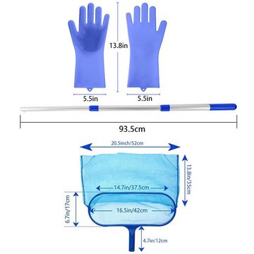 HIBNOPN Kescher Pool Kescher mit Teleskopische Pole, für Schwimmbad,Aquarium,Spa