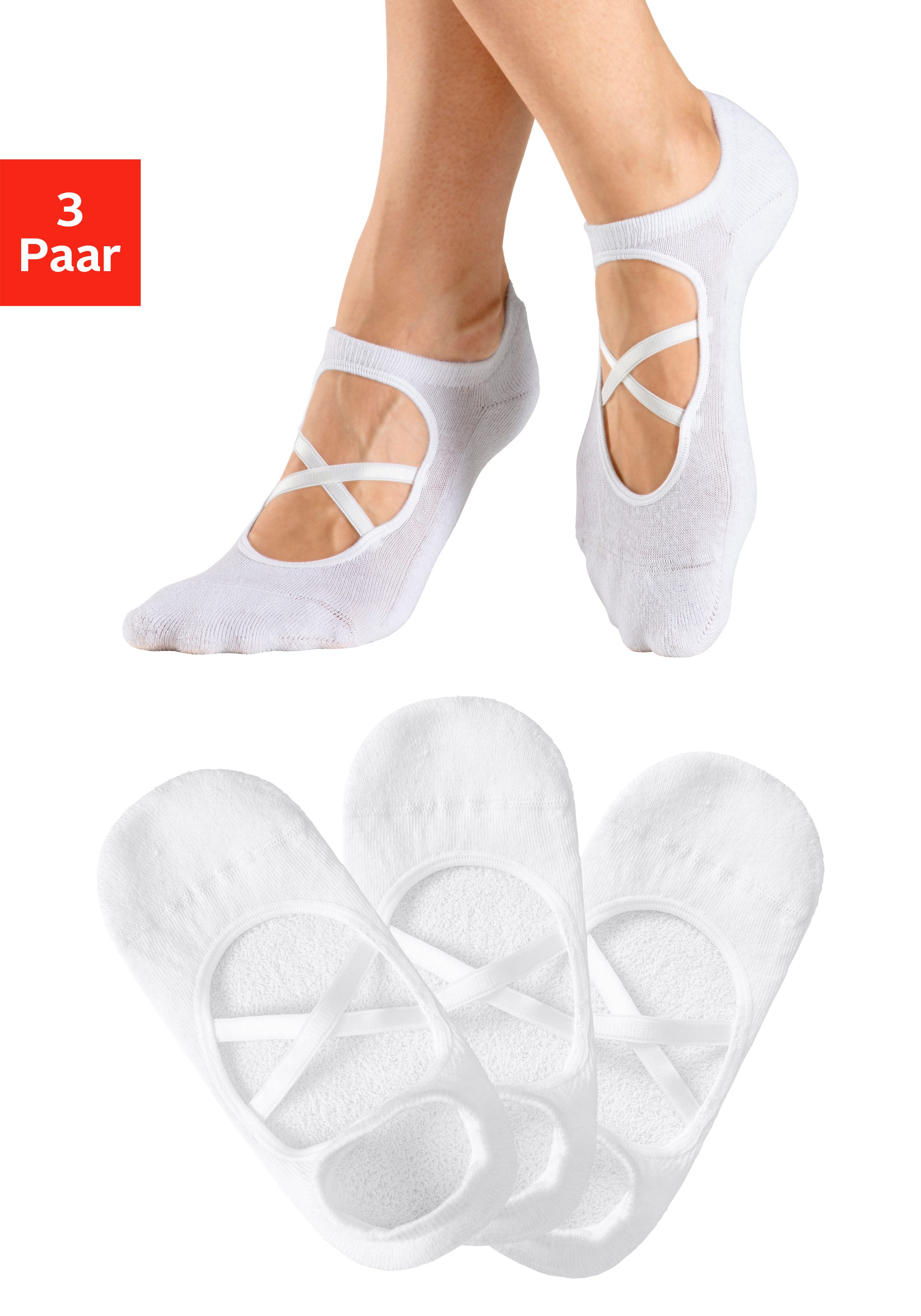 LASCANA ACTIVE Füßlinge (Packung, 3-Paar) mit elegant überkreuzten Laschen