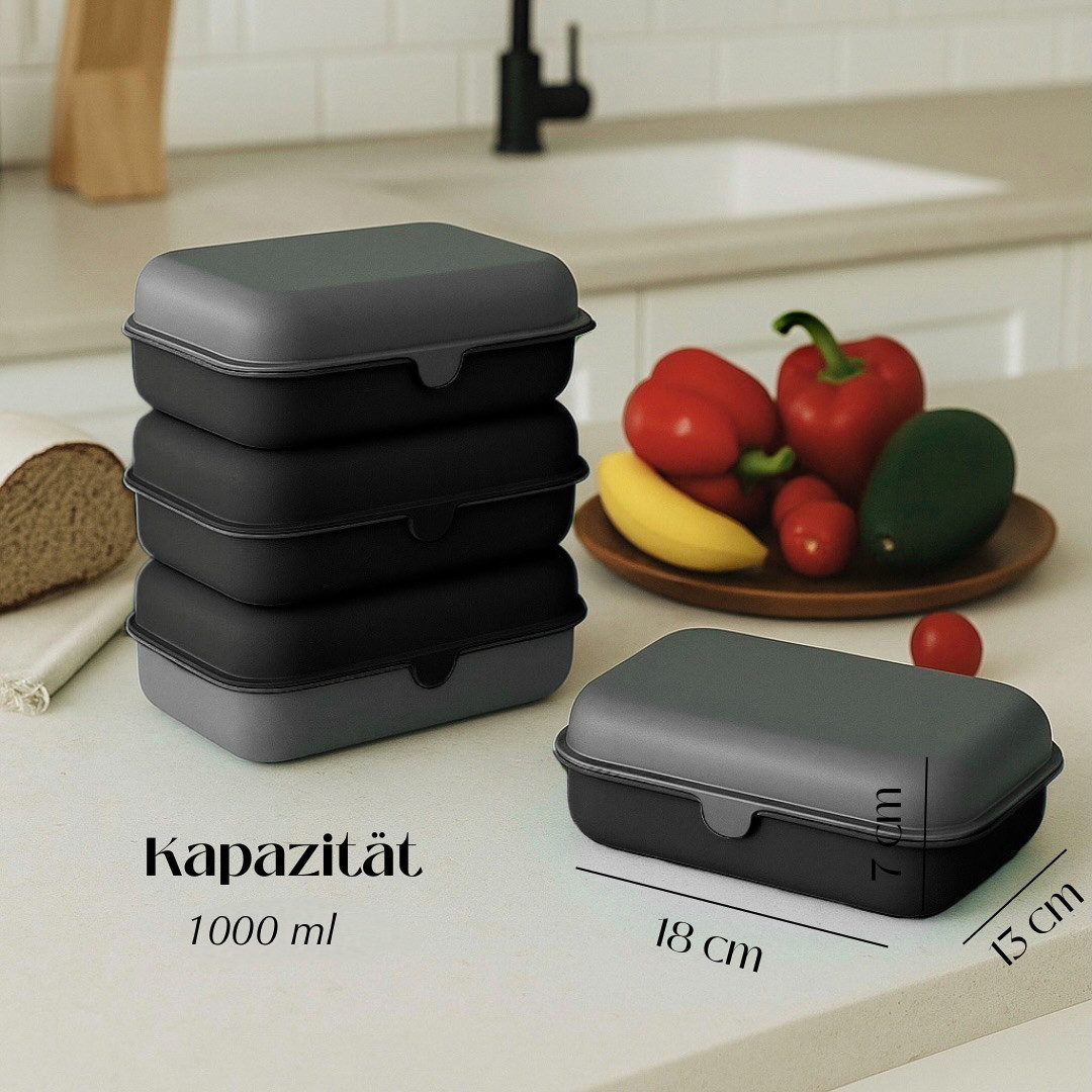 COFI 1453 Lunchbox Brotdosen 3er-Set Frühstücksbox spülmaschinenfest, stapelbar, 1000 ml, Kunststoff, (3-tlg., 3er Set), Made in Germany