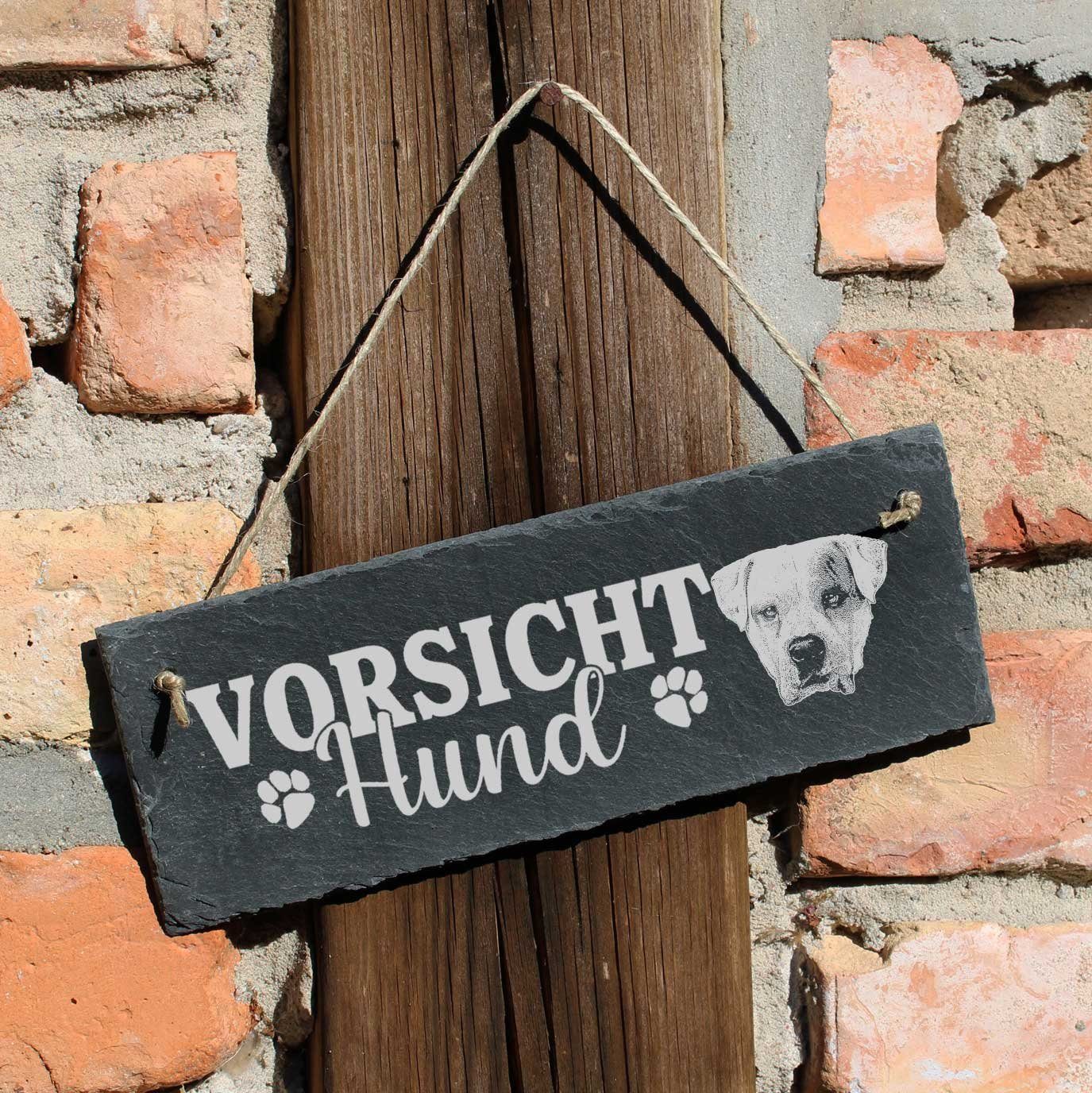 Dekolando Schild Hängedekoration 22x8cm Bulldog Vorsicht Hund American