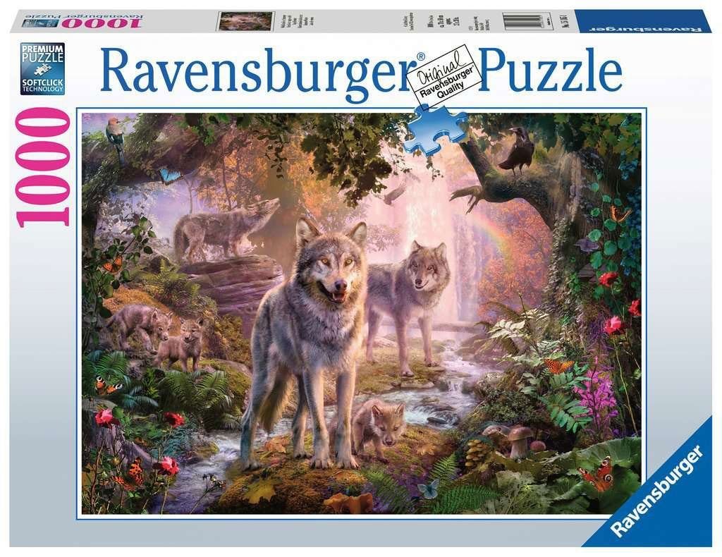 Ravensburger Puzzle 15185 Wolfsfamilie im Sommer 1000 Teile Puzzle, Puzzleteile