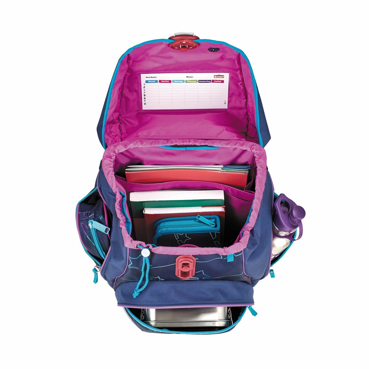 Scout Schulranzen ALPHA Blue Star Schulranzen-Set 5-tlg. (5-teilig), Ergonomisch, 1.-4. Klasse