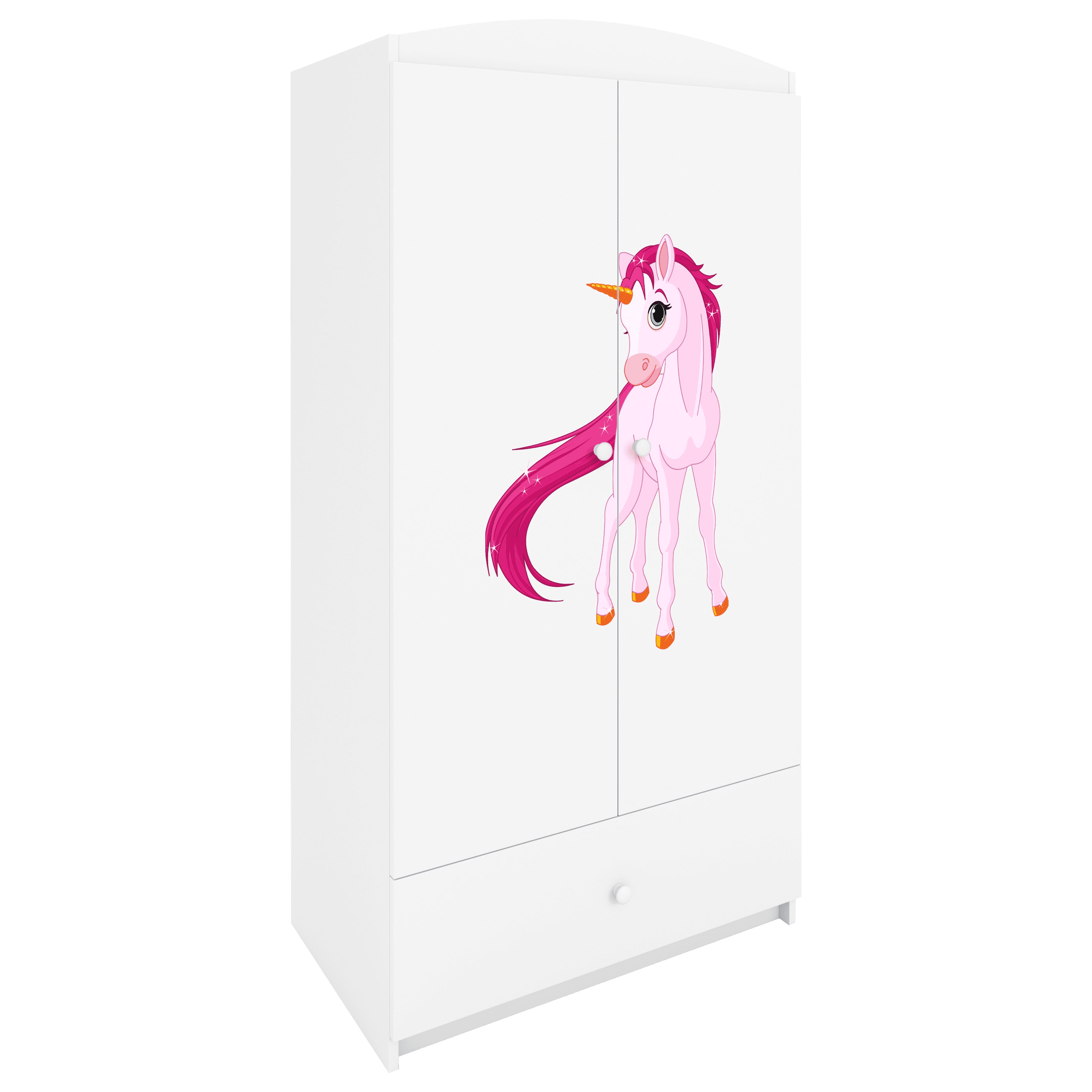 Raumhirsch Furniture Kinderkleiderschrank Babydreams Drehtürenschrank Kleiderschrank Einhorn Weiß