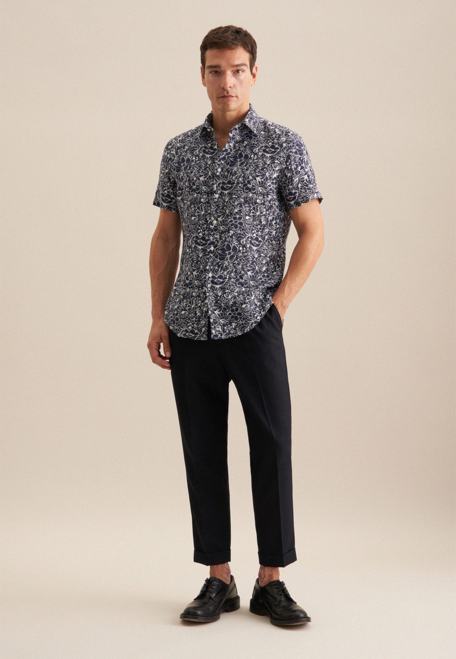 seidensticker Businesshemd Slim Slim 1/2 Kentkragen Floral
