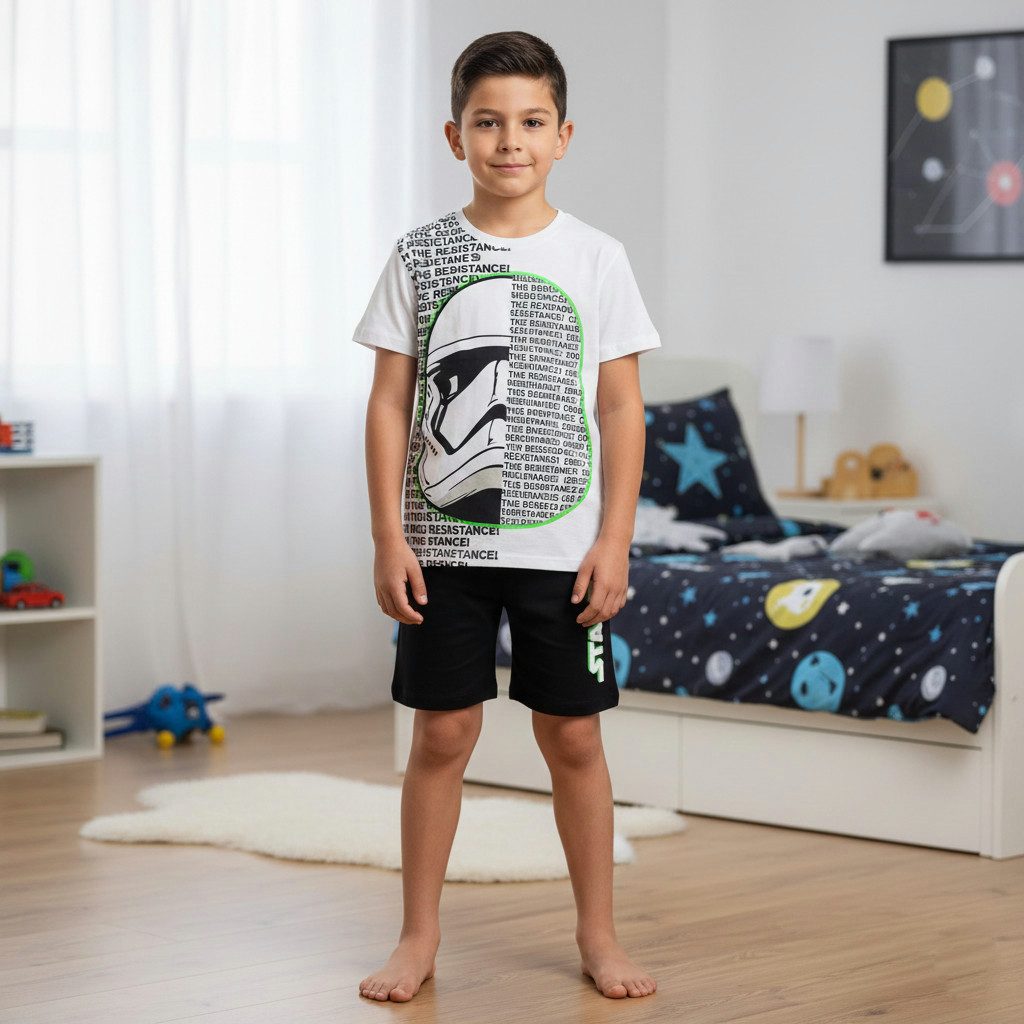 Disney Pyjama Star Wars Stormtrooper Jugend Jungen Pyjama Shirt Shorts (Set) Gr. 134 bis 164, 100% Baumwolle