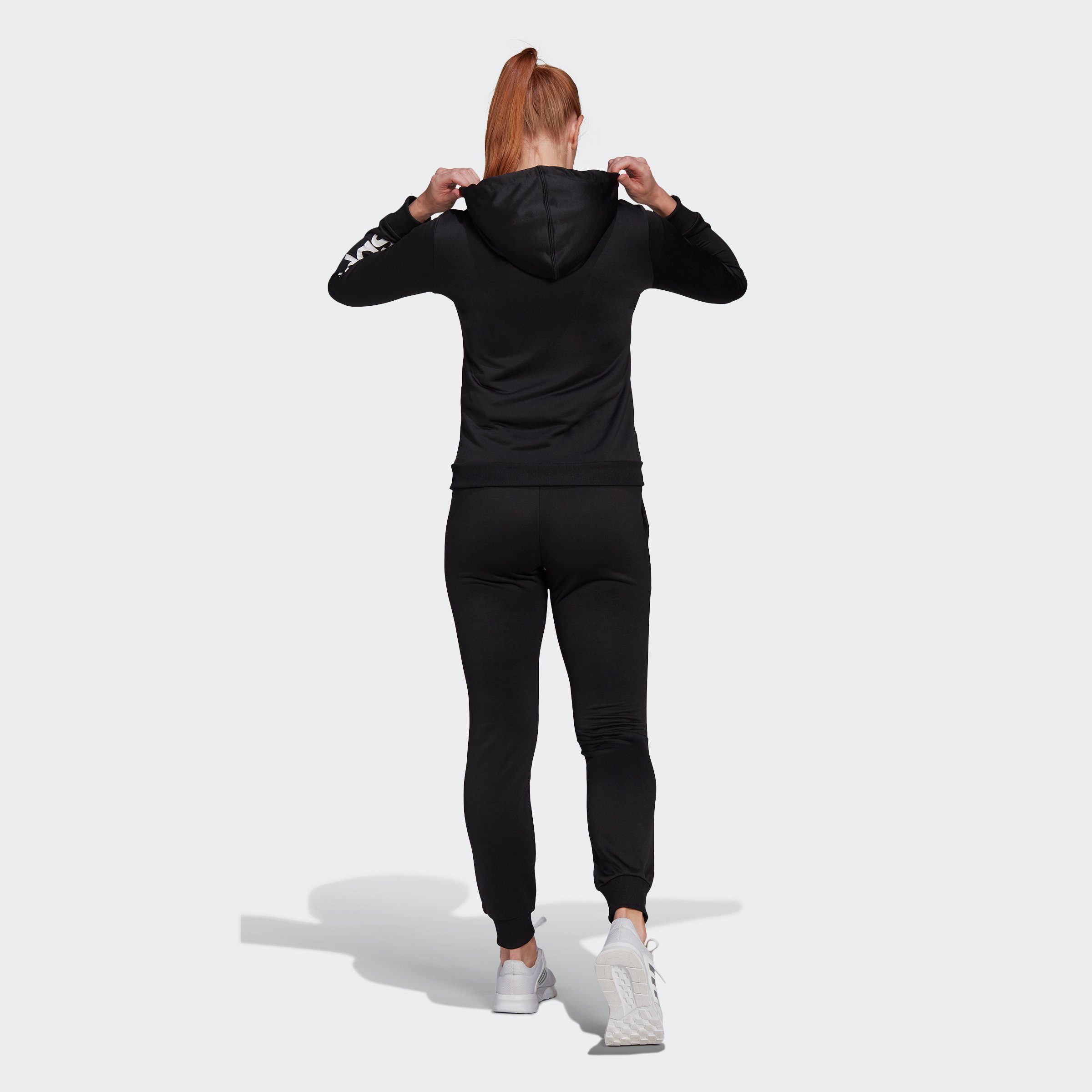 / (2-tlg) ESSENTIALS Black adidas LOGO White FRENCH Trainingsanzug Sportswear TERRY