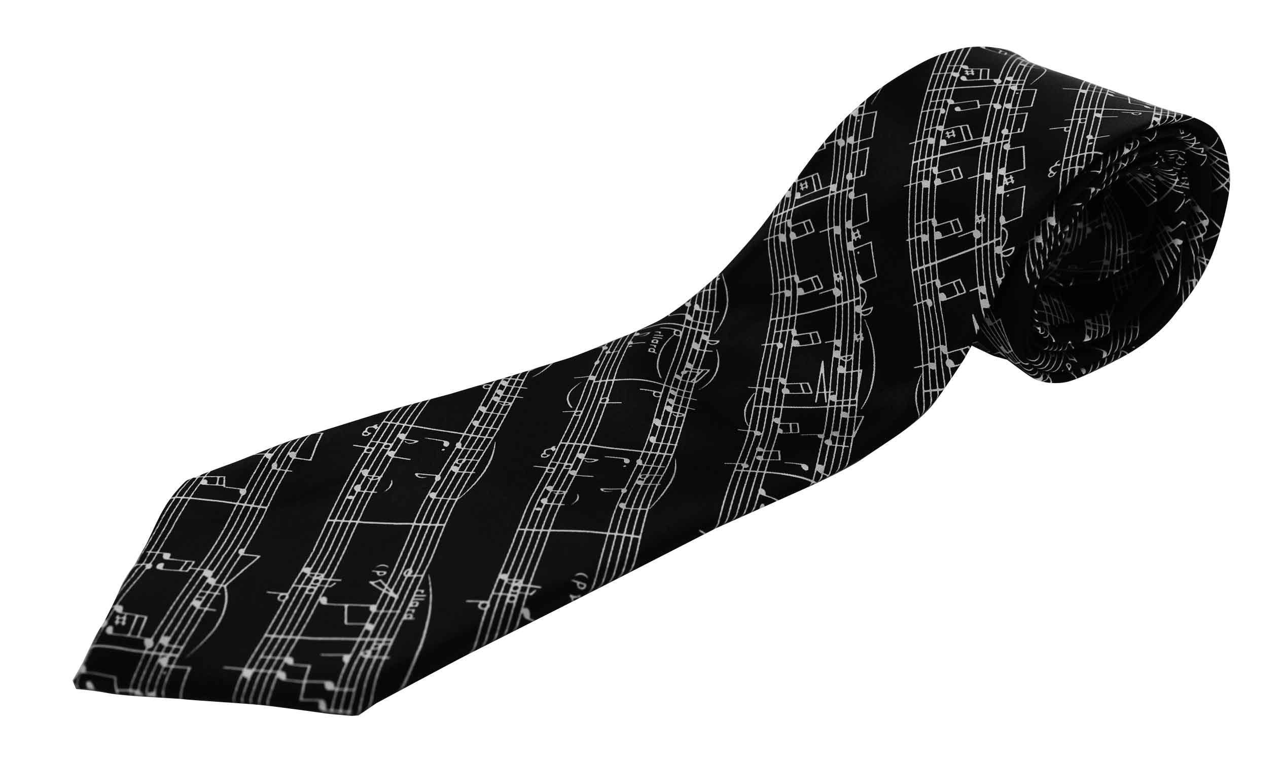 mugesh Krawatte Krawatte Notenlinien für Musiker schwarz