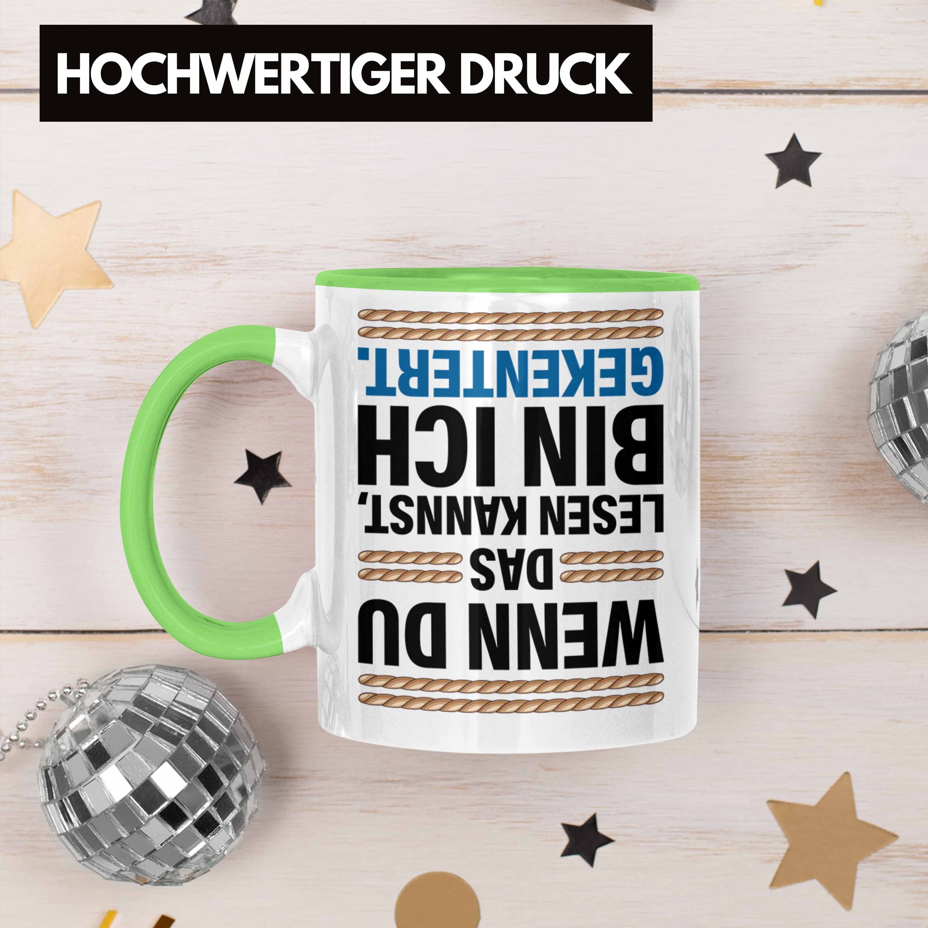 Grün Segler - Spruch als Segelboot Geschenkidee Trendation Gekentert Tasse für Tasse Lustiges Trendation Kaffeetasse Segler mit