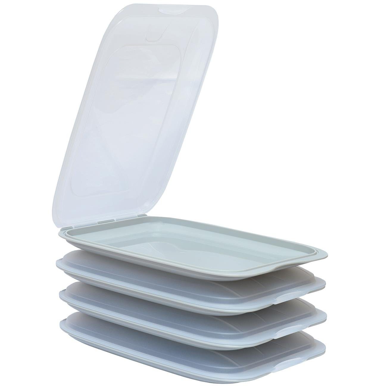 Engelland Frischhaltedose Aufschnittdosen, Aufschnittbox, PP-Kunststoff, BPA-frei, (Vorteils-Set, 4-tlg., mit transparentem Deckel), stapelbar, platzsparend, Ordnung im Kühlschrank, Organizer, Stapelbox