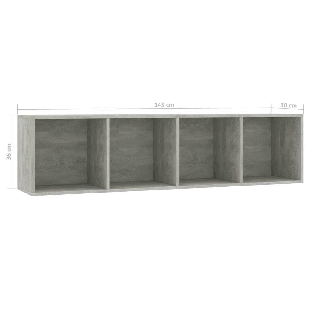 cm, Regal Betongrau Bücherregal/TV-Schrank 1-tlg. 143×30×36 vidaXL