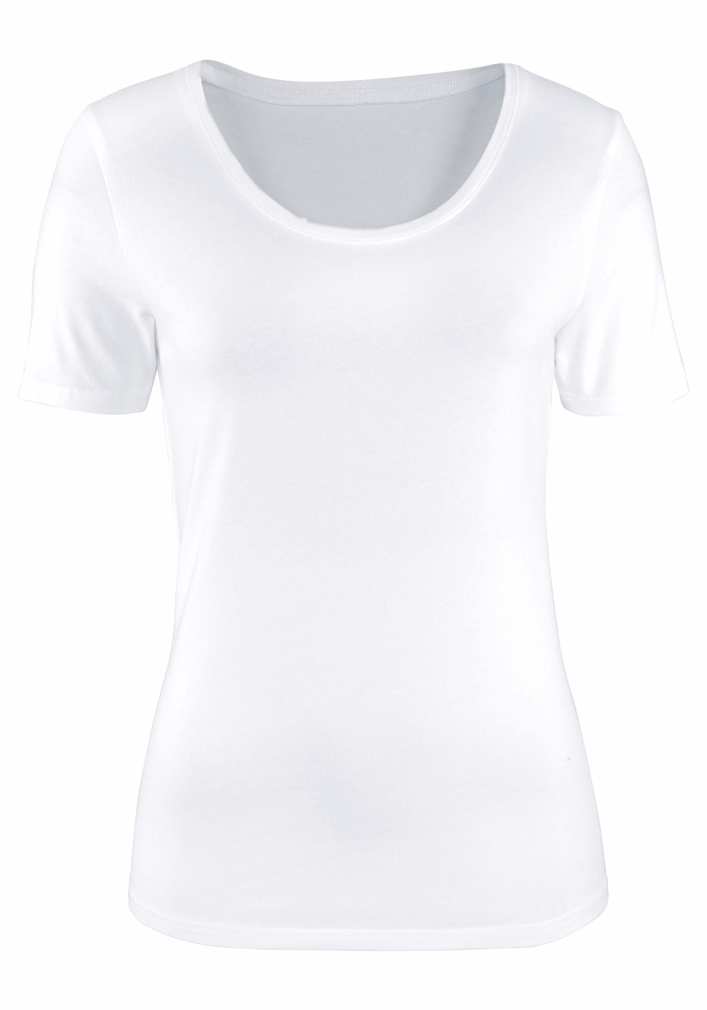 Vivance Kurzarmshirt (2er-Pack) aus elastischer weiß Baumwoll-Qualität schwarz