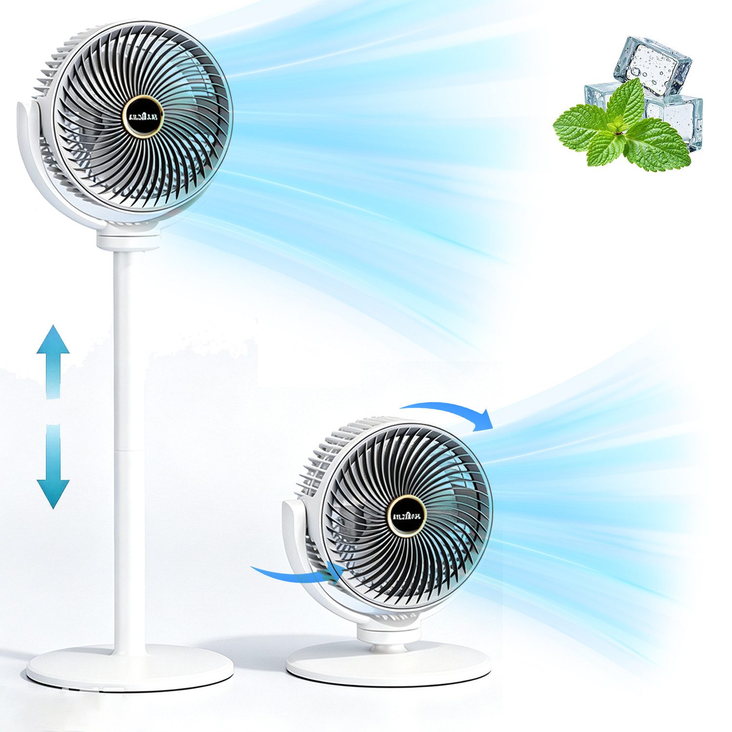 MOPUEA Standventilator 3in1 Tischventilator Standventilator Type C 5 Stufen höhenverstellbar, 3in1 Nutzung, Type-C, 5 Stufen, flexibel höhenverstellbar