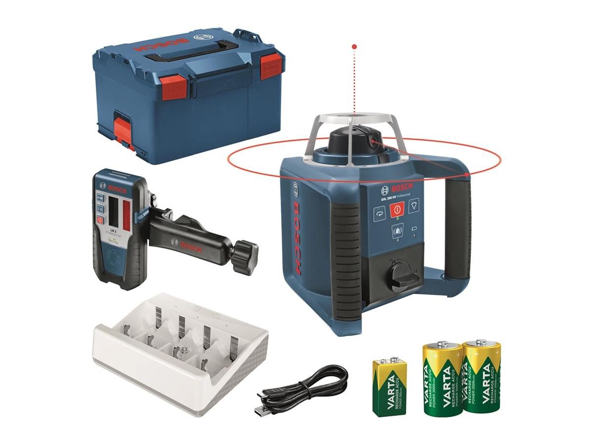 Bosch Professional Lasermessgerät GRL 300 HV, (Set, 7 St), inkl. L-BOXX, Laserempfänger LR, Batterien und Ladegerät