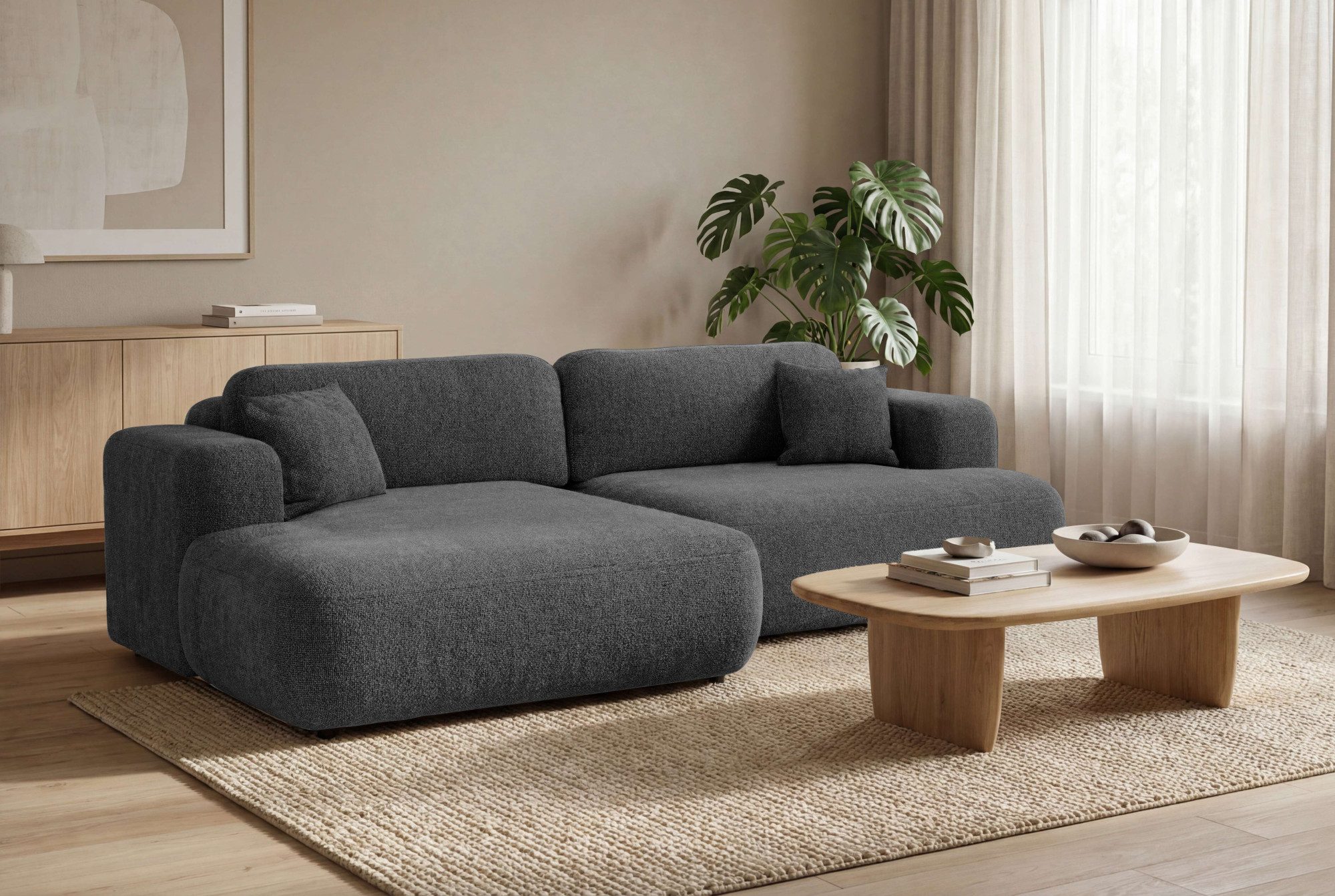 OTTO home Ecksofa VEEVIA L-Form, Schlafsofa, Verlässliche Qualität, Breite 256cm, mit Bettkasten, belastbar bis 480kg, inklusive Rücken- und Zierkissen