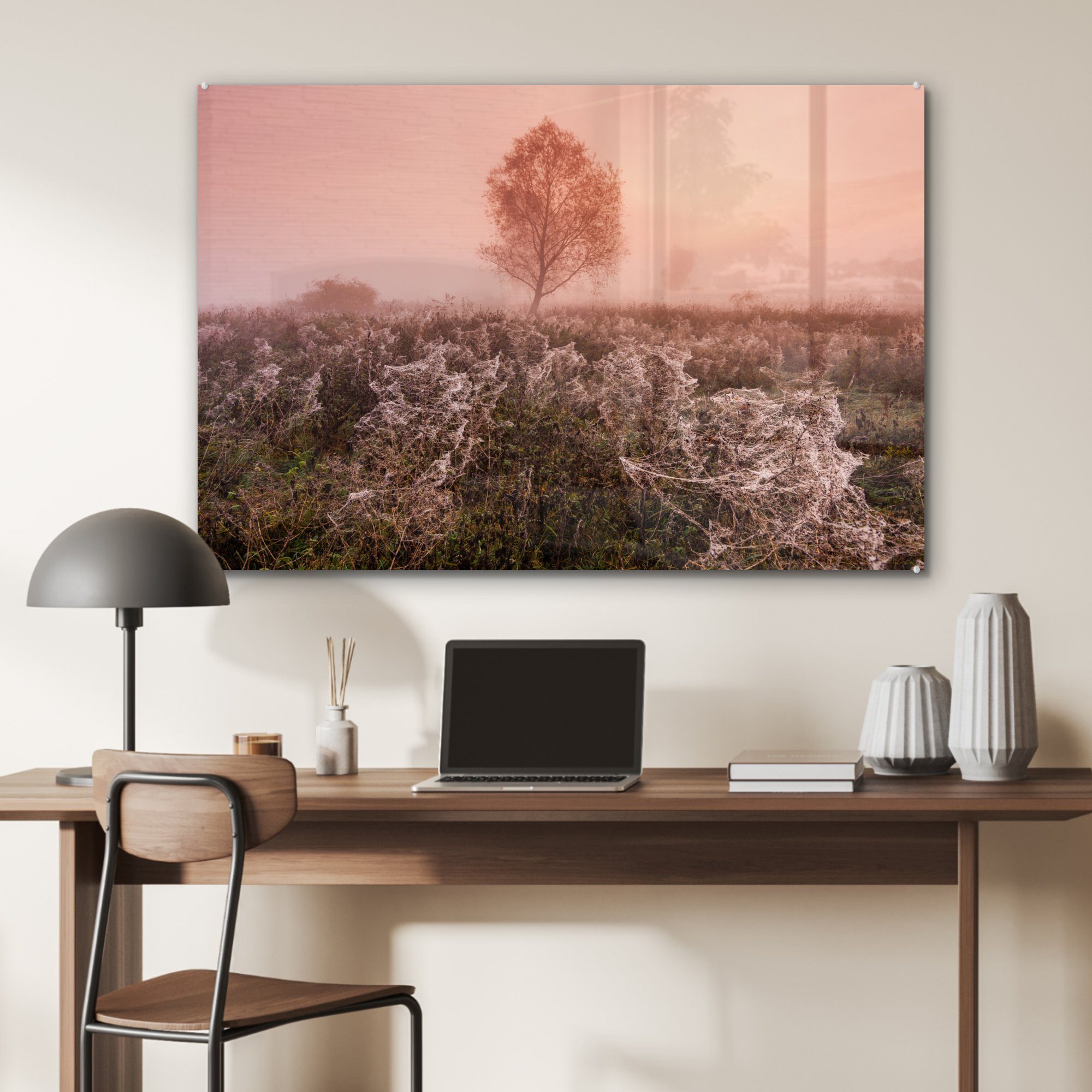 MuchoWow St), - Acrylglasbilder Acrylglasbild & - Baum (1 Wohnzimmer Schlafzimmer Herbst Tropfen,