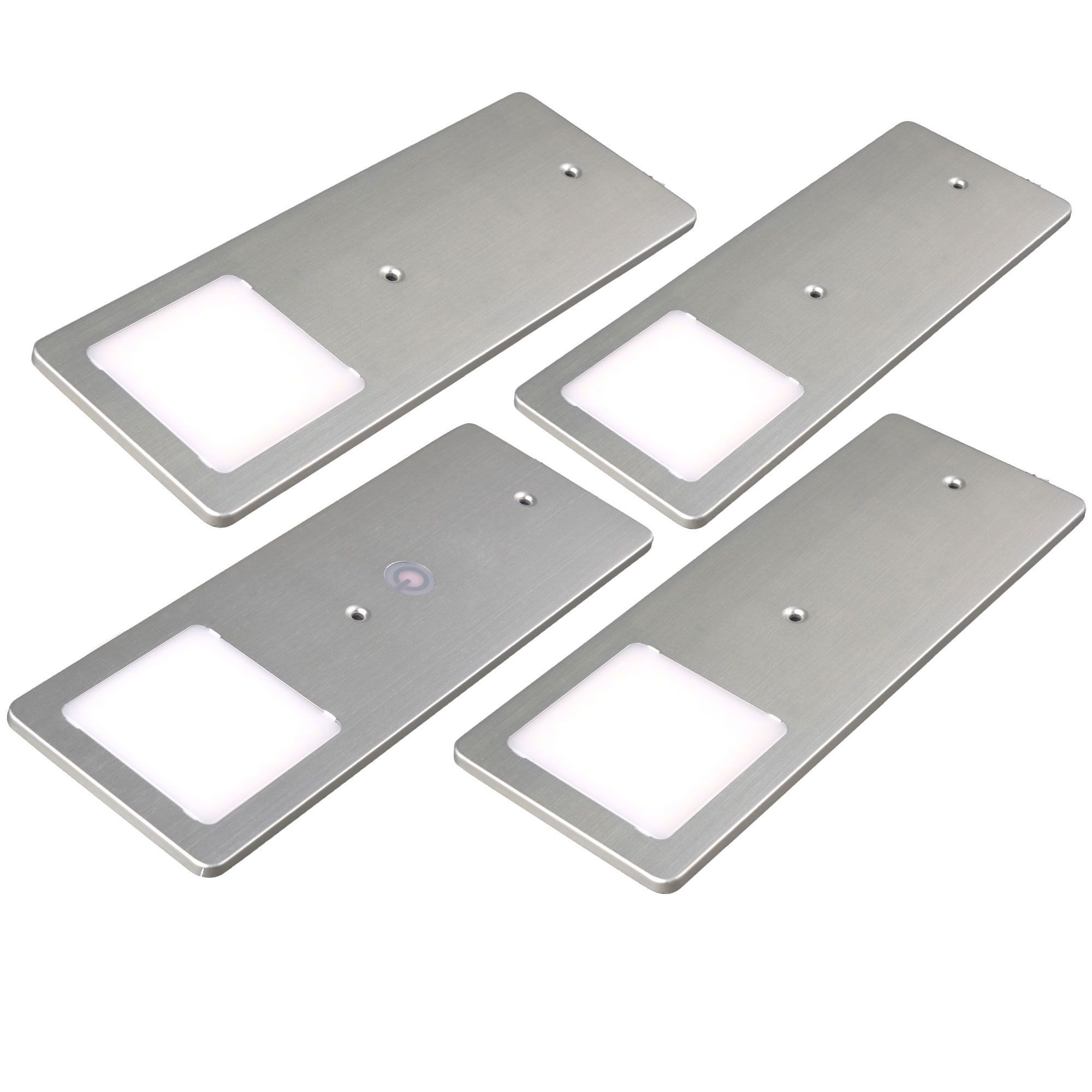kalb LED Unterbauleuchte Silber 5W - sehr flache Küchenleuchte mit Touch-Dimmfunktion, 4er Set warmweiß, warmweiss