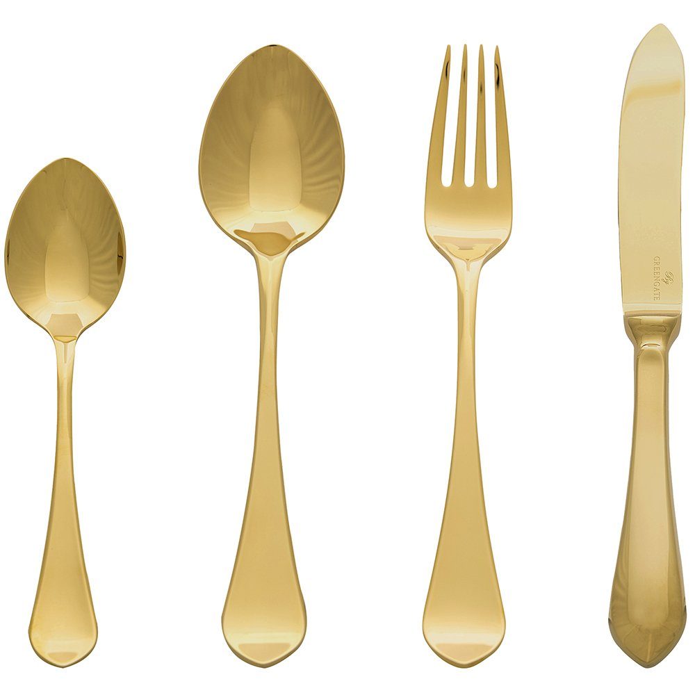 Greengate Besteck-Set curved Besteckset gold 4tlg, Edelstahl
