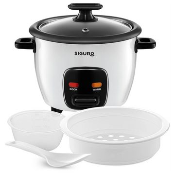 Siguro Dampfgarer RC-A350W Rice Chef mit Dampfgarer, Reiskocher, Familie, Aluminium