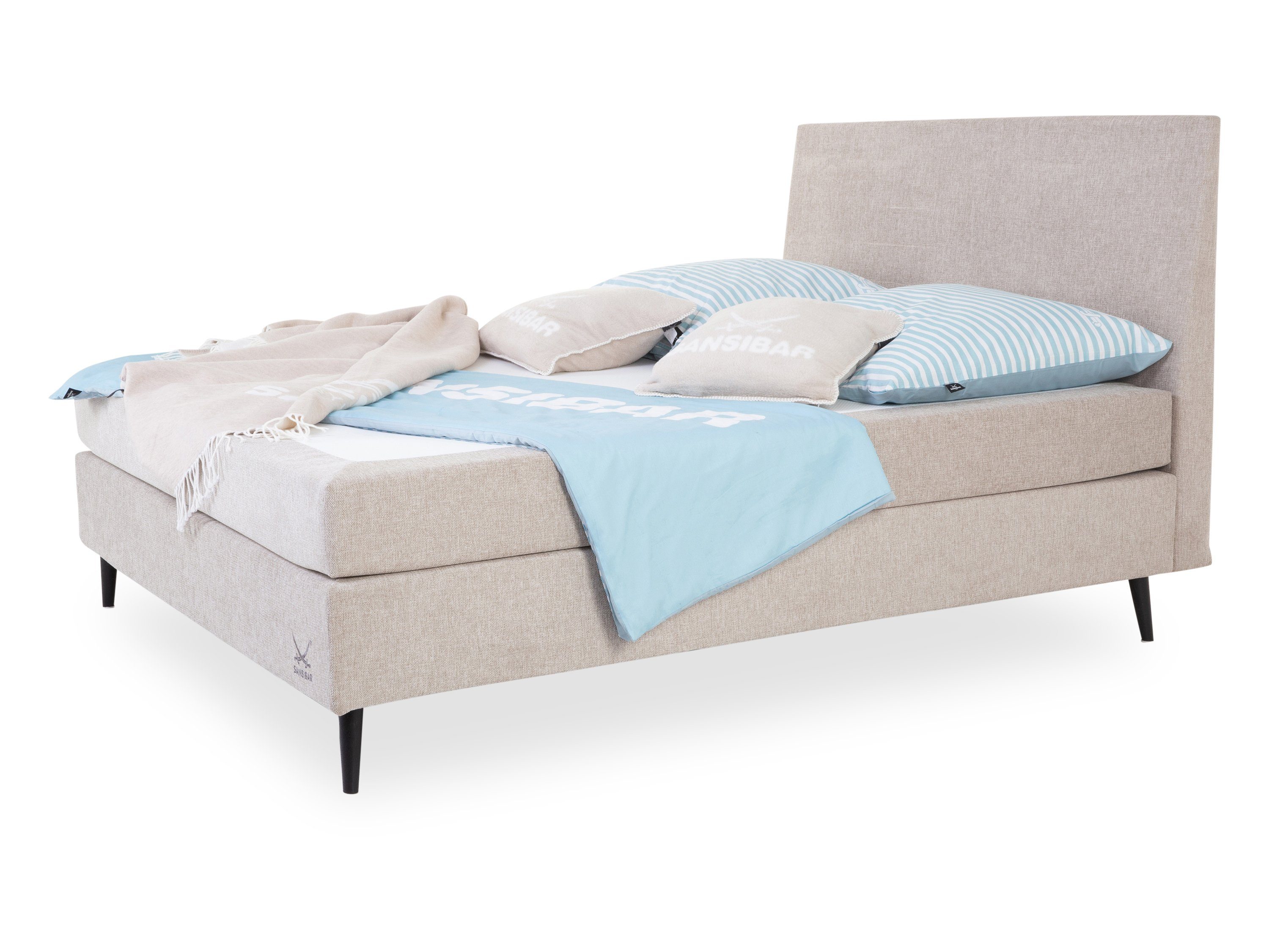 SANSIBAR LIVING Boxspringbett Boxspringbett SANSIBAR POEL LF 160x200 cm beige Box-Spring-Bett