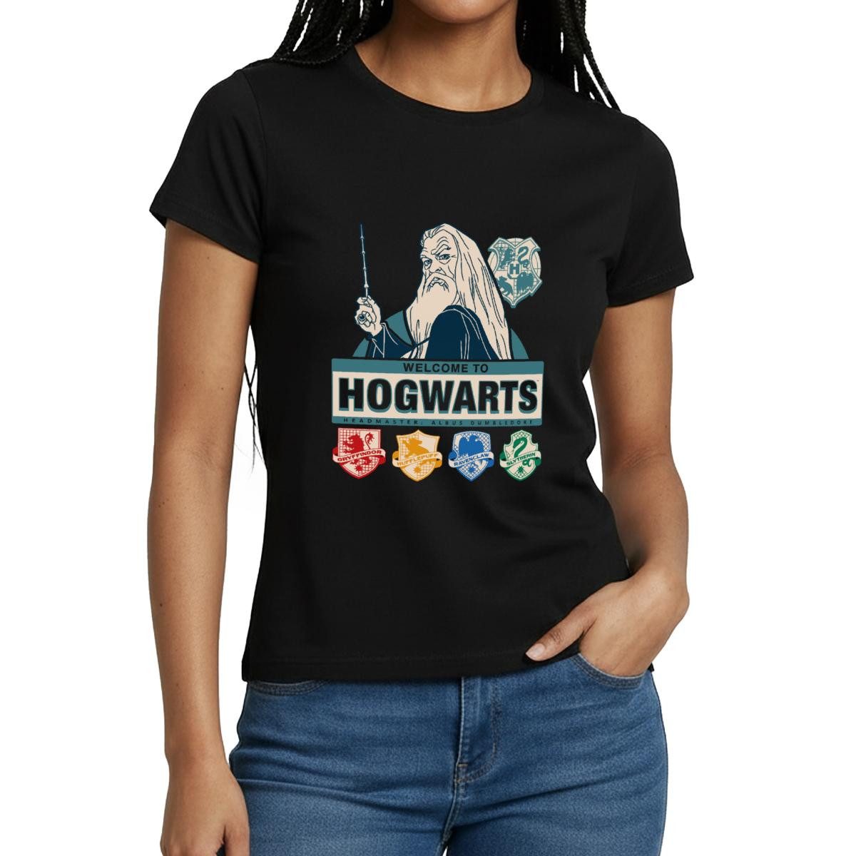 T-Shirt Harry Potter Dumbledore Willkommen In Hogwarts Frauen T-Shirt