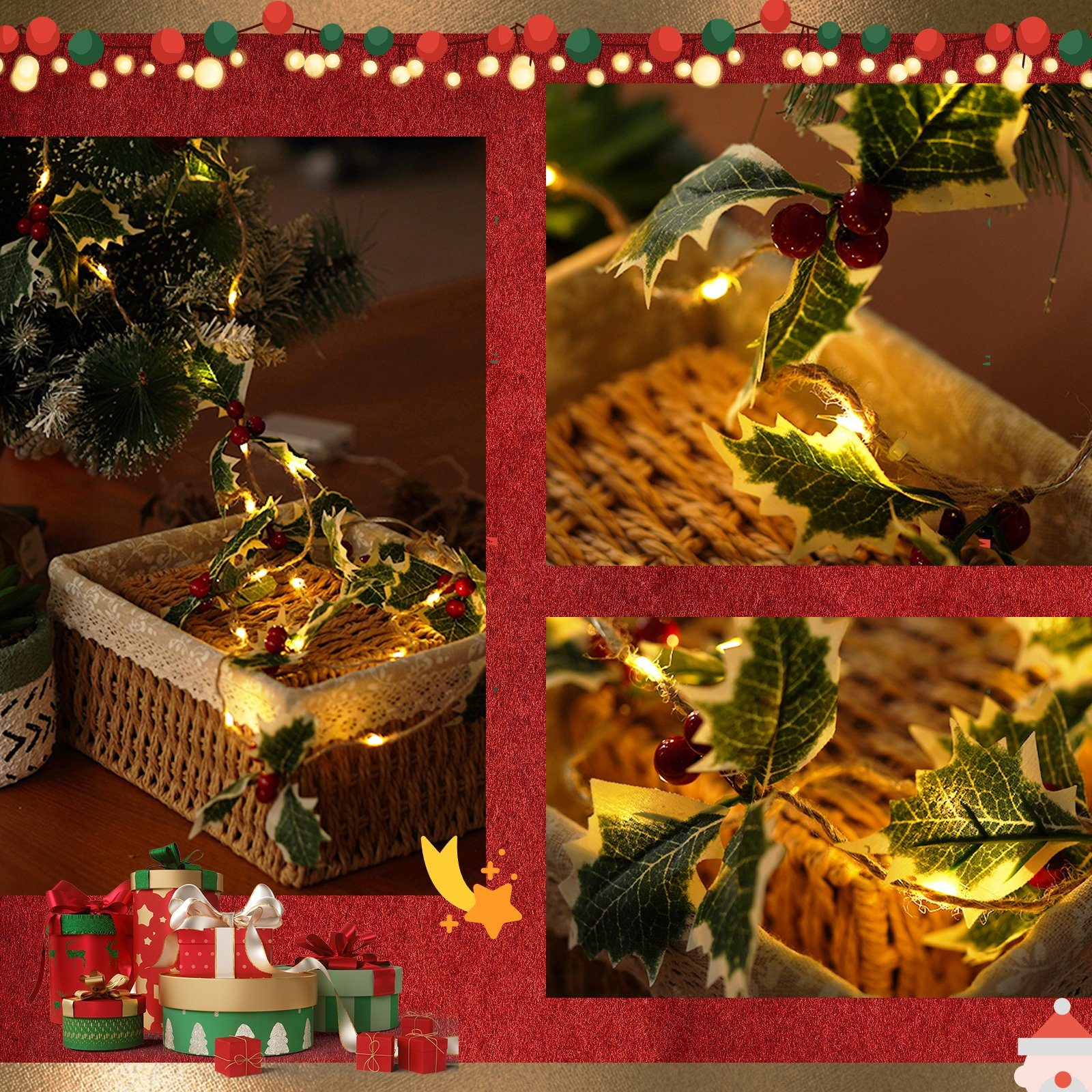 BIGTREE Christbaumschmuck für LED Weihnachtsbaum Weihnachtslichterketten, Blätter