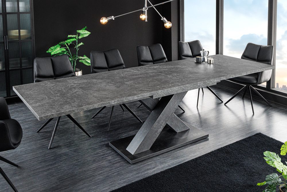 riess-ambiente Esstisch MONTREAL 180 / 230 / 280cm grau (Einzelartikel, 1-St), ausziehbar · X-Gestell · bis 12 Personen · Industrial Design