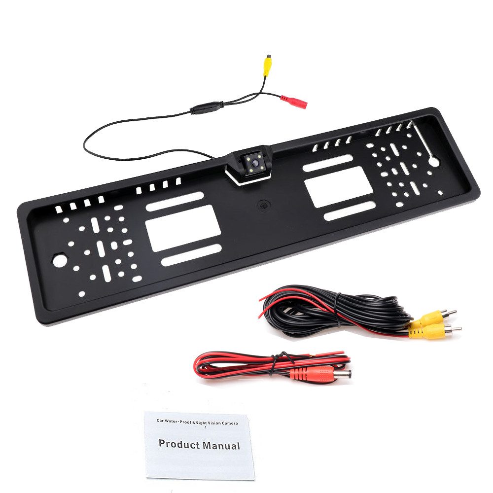 Hikity Держатель номерного знака Mit Kamera für Auto mit umlaufendem Рамка in Schwarz, Mit Kamera (170° Sichtfeld)