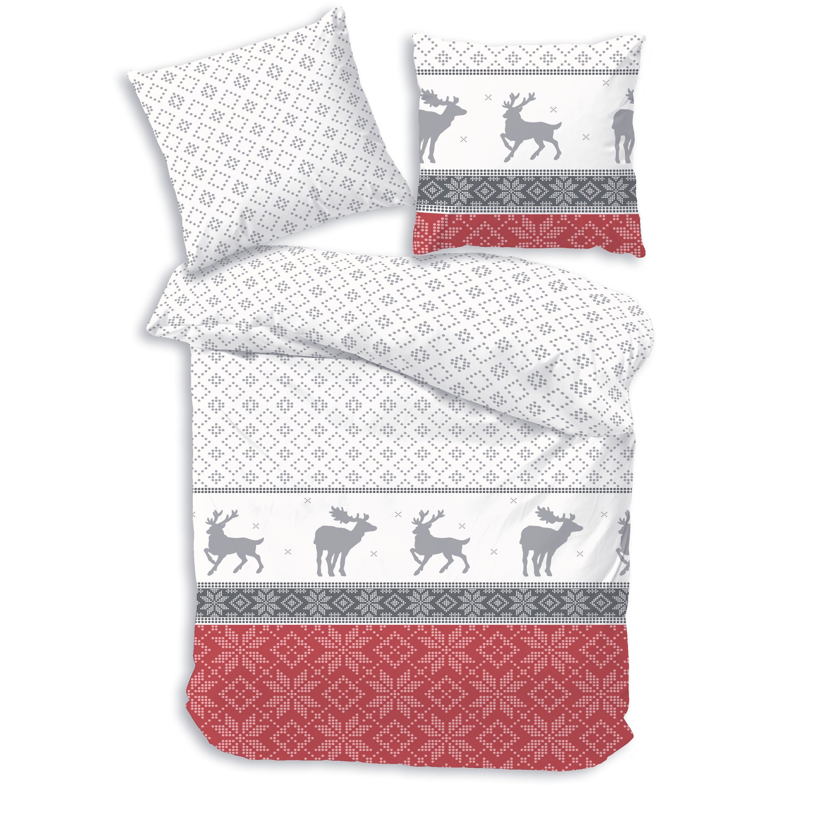 Träumschön Bettwäsche Biber 135x200 Winter, Rentier Weihnachts-Bettwäsche b günstig online kaufen