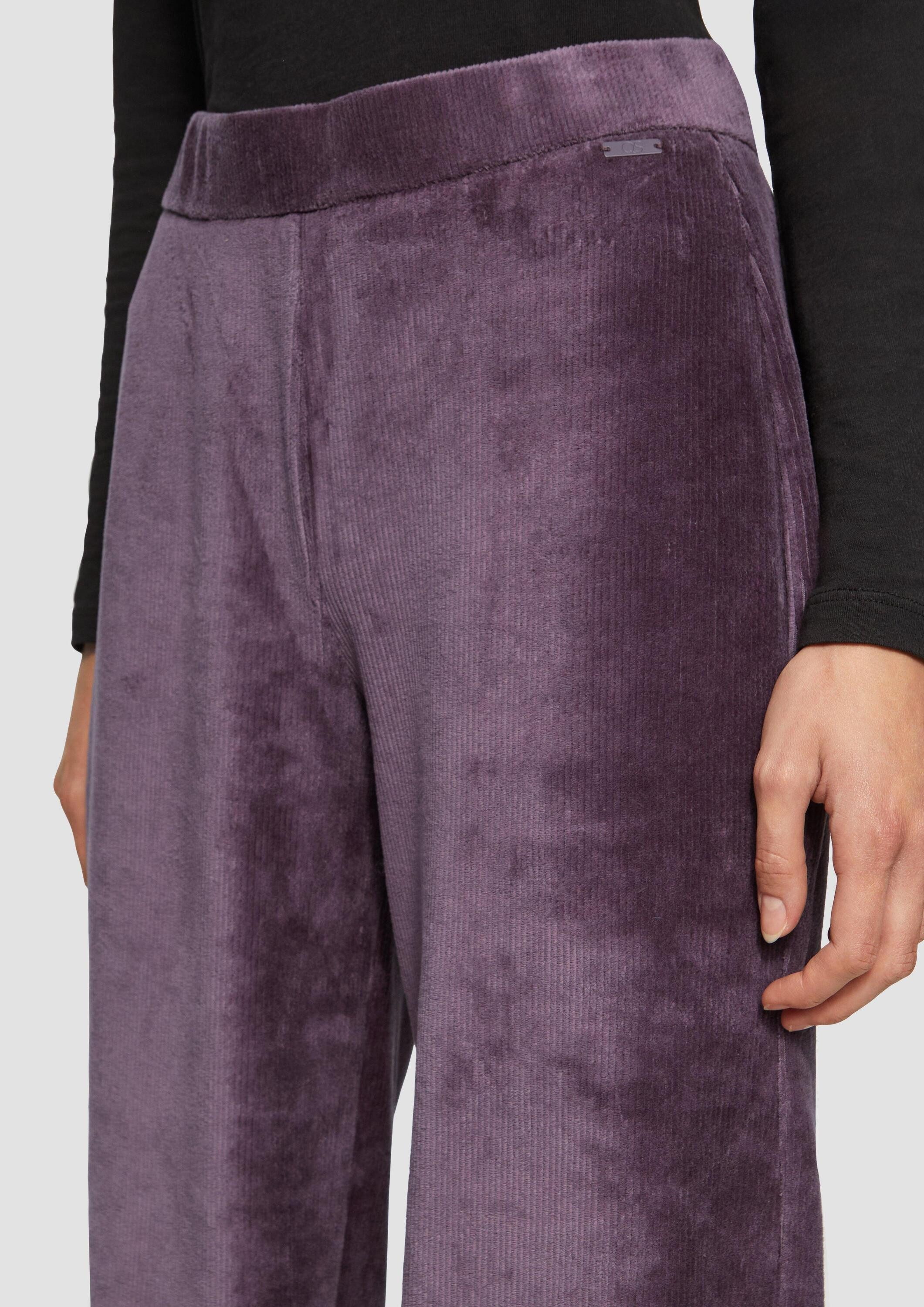 QS Chinos Hose Elastische Wide Leg-Hose in Cordoptik