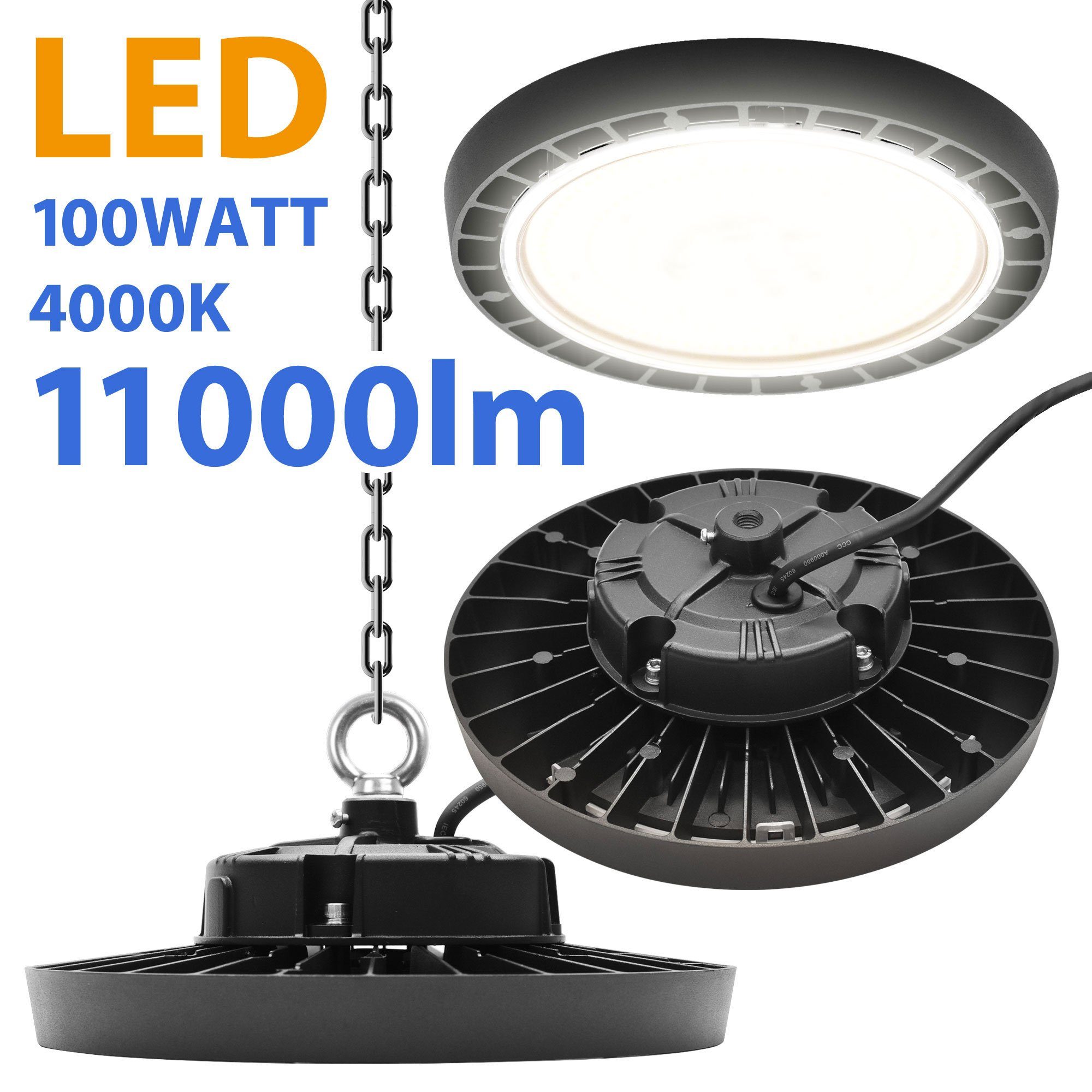 Werkstattstrahler, Neutralweiß, IP65, Industriebeleuchtung, integriert, 4000K, Industrielampe LED Deckenleuchte Deckenstrahler, LED, UFO-X, Neutralweiß, UFO, 4000K, Hallenbeleuchtung, fest Maxkomfort Hallenstrahler,