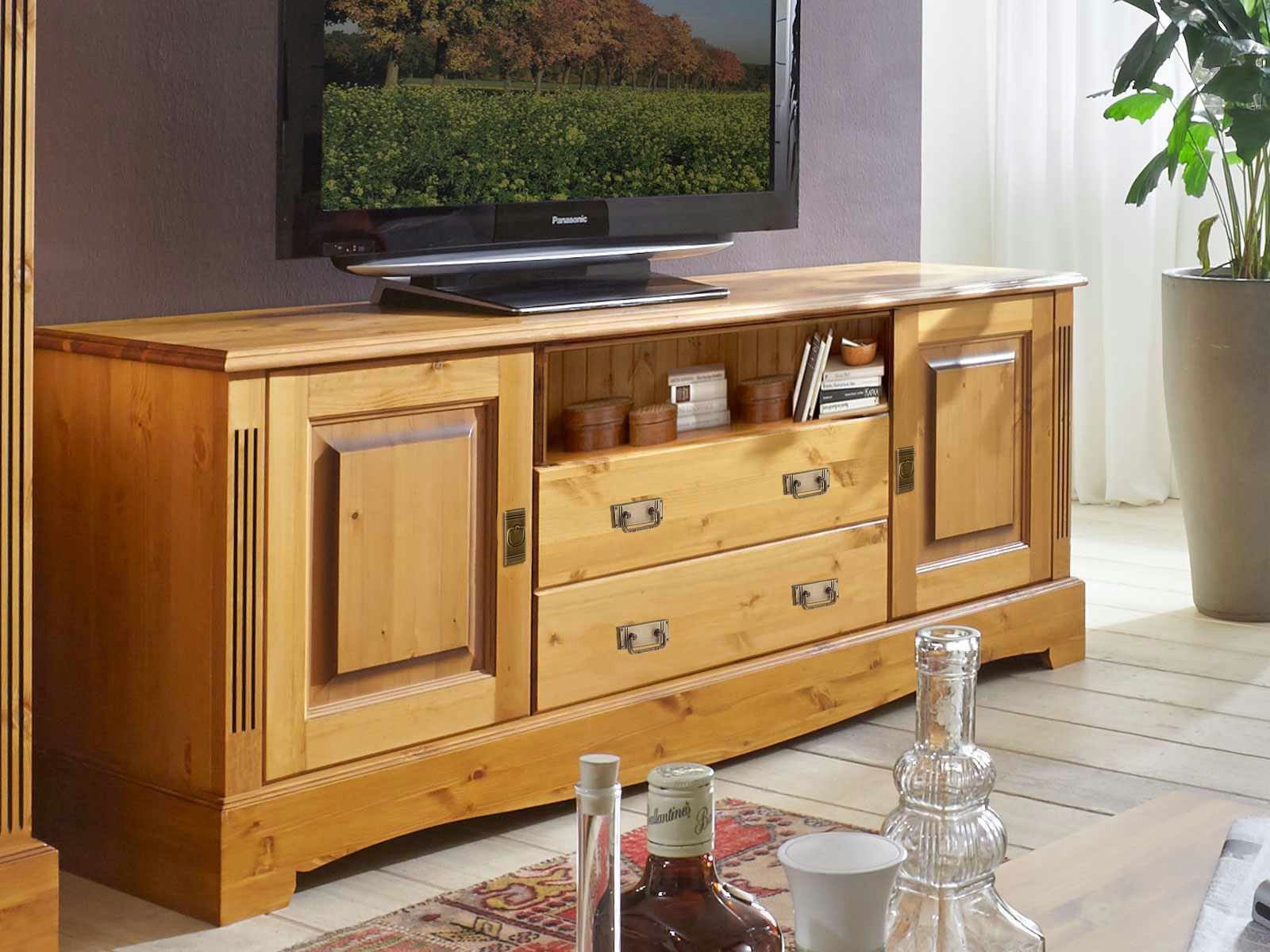 Casamia TV-Board TV Lowboard Fernsehschrank Florenz 2 Türen 2 Schubladen 1 Fach Pinie N