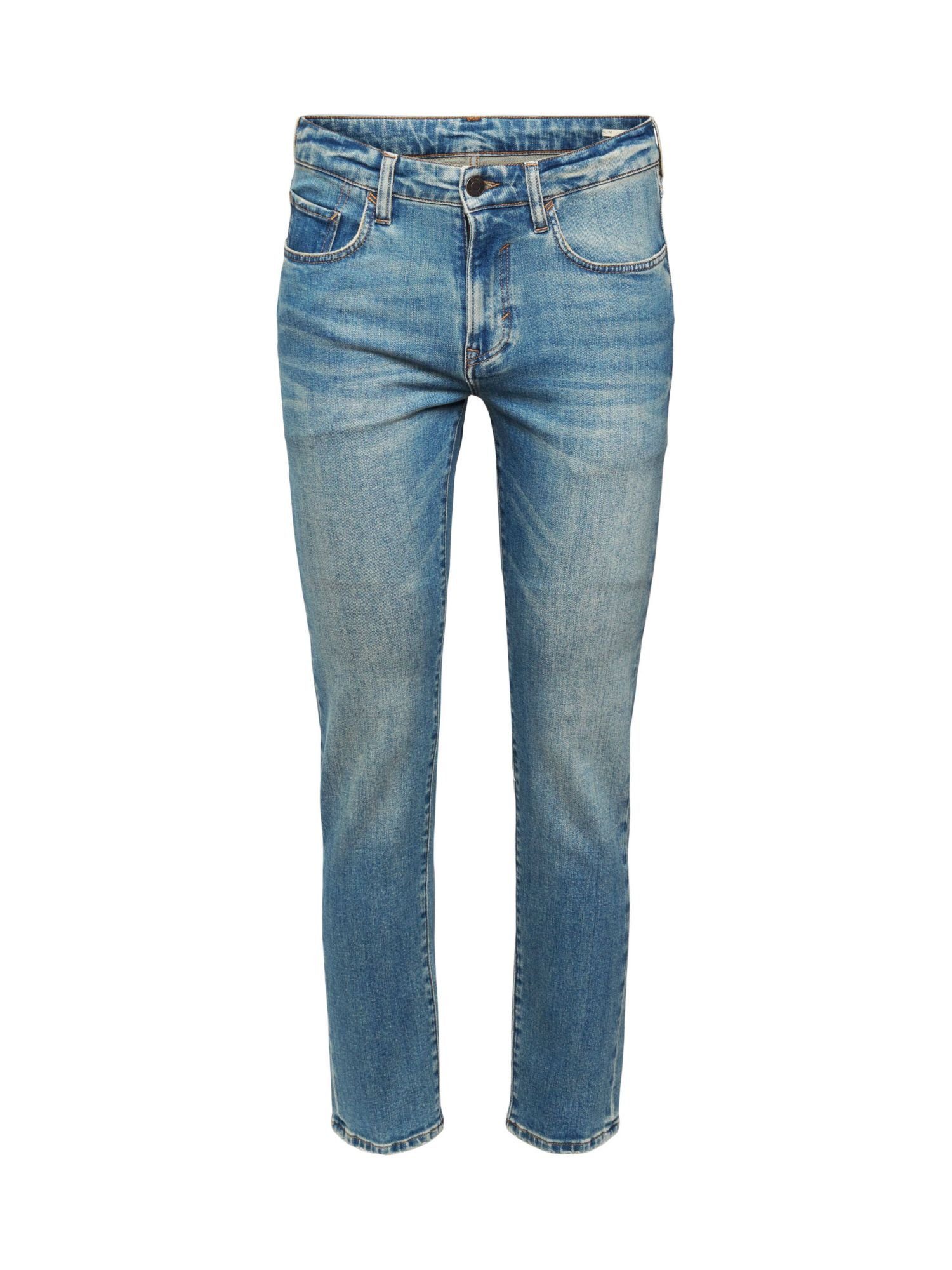 aus Esprit Look, Jeans Slim im Slim-fit-Jeans Cotton Stonewashed Organic