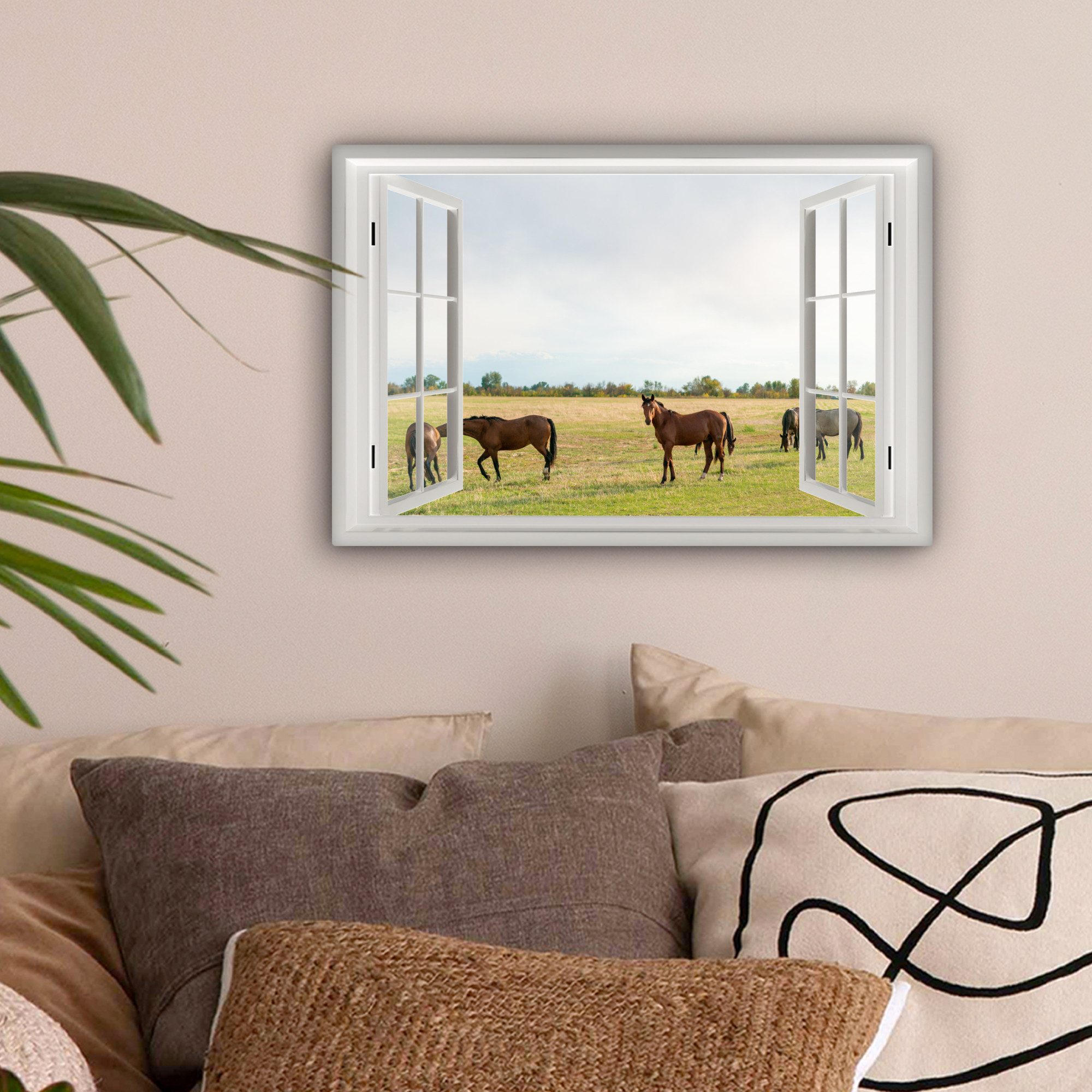 OneMillionCanvasses® Leinwandbild Aussicht - Pferde - günstig online kaufen