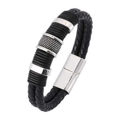 KARMA Edelstahlarmband Herrenarmband Lederarmband Armband Herren, Herrenschmuck Männerschmuck Armband